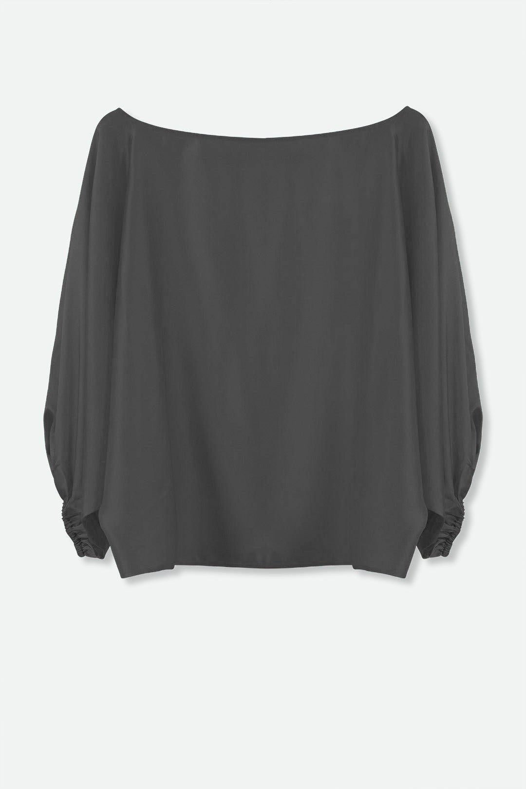 ANDIE ONE - SIZE BOATNECK BLOUSE IN SILK CHARMEUSE - Jarbo