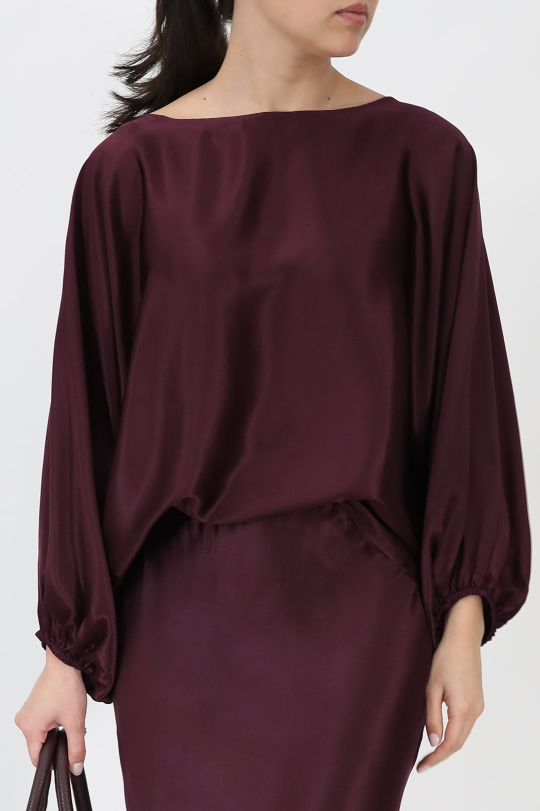 ANDIE ONE-SIZE BOATNECK BLOUSE IN SILK CHARMEUSE