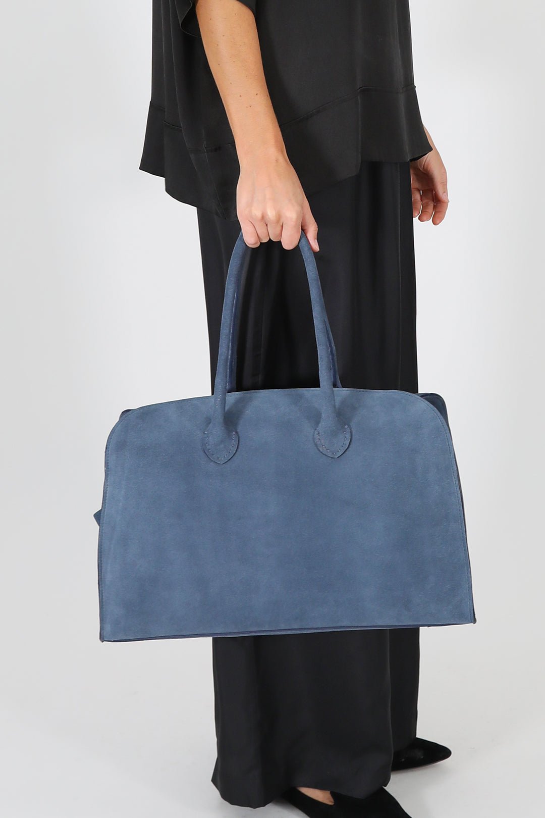 ARDEN HANDBAG IN ITALIAN SUEDE BLUE - Jarbo