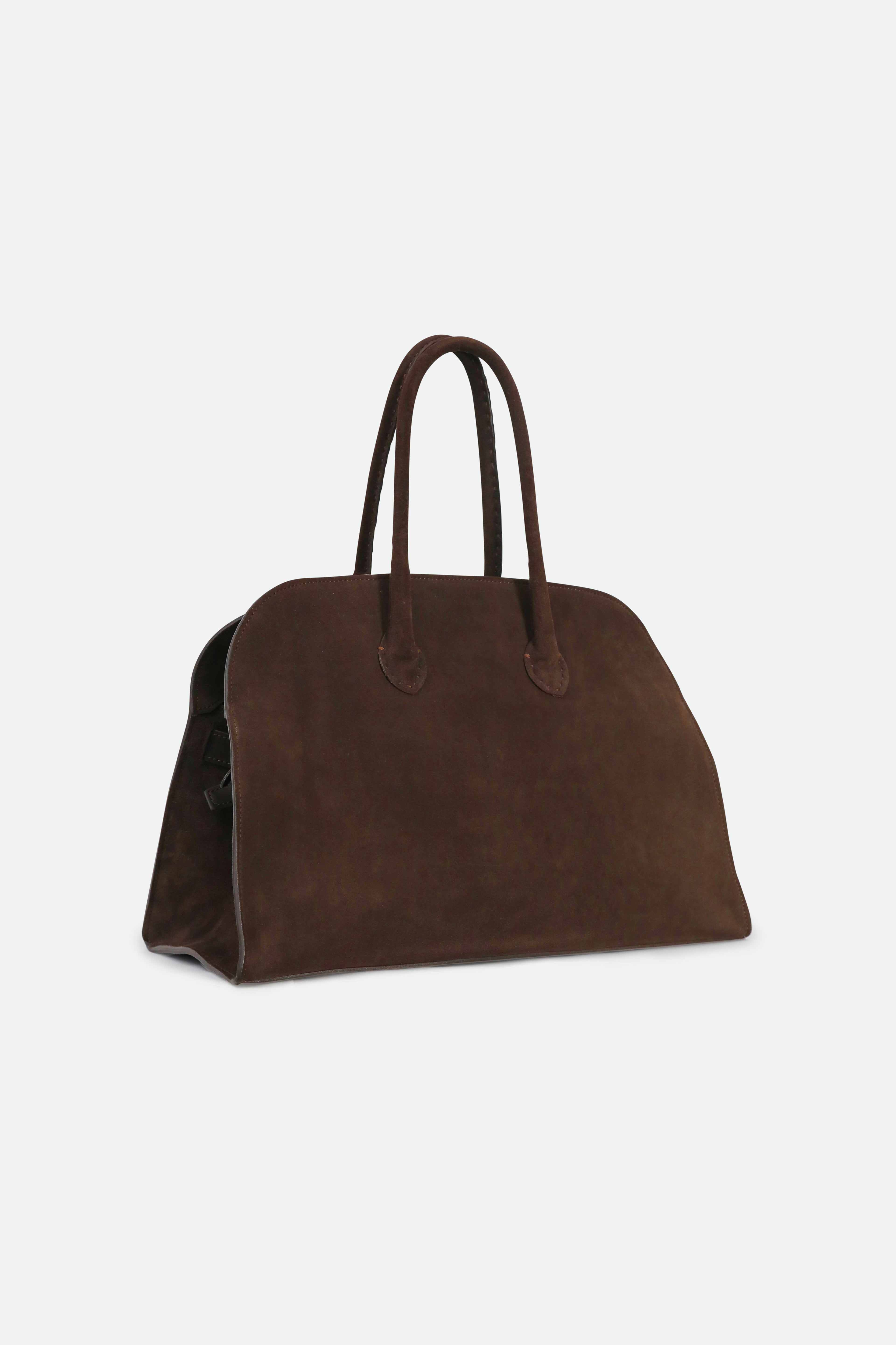 ARDEN HANDBAG IN ITALIAN SUEDE DARK BROWN - Jarbo