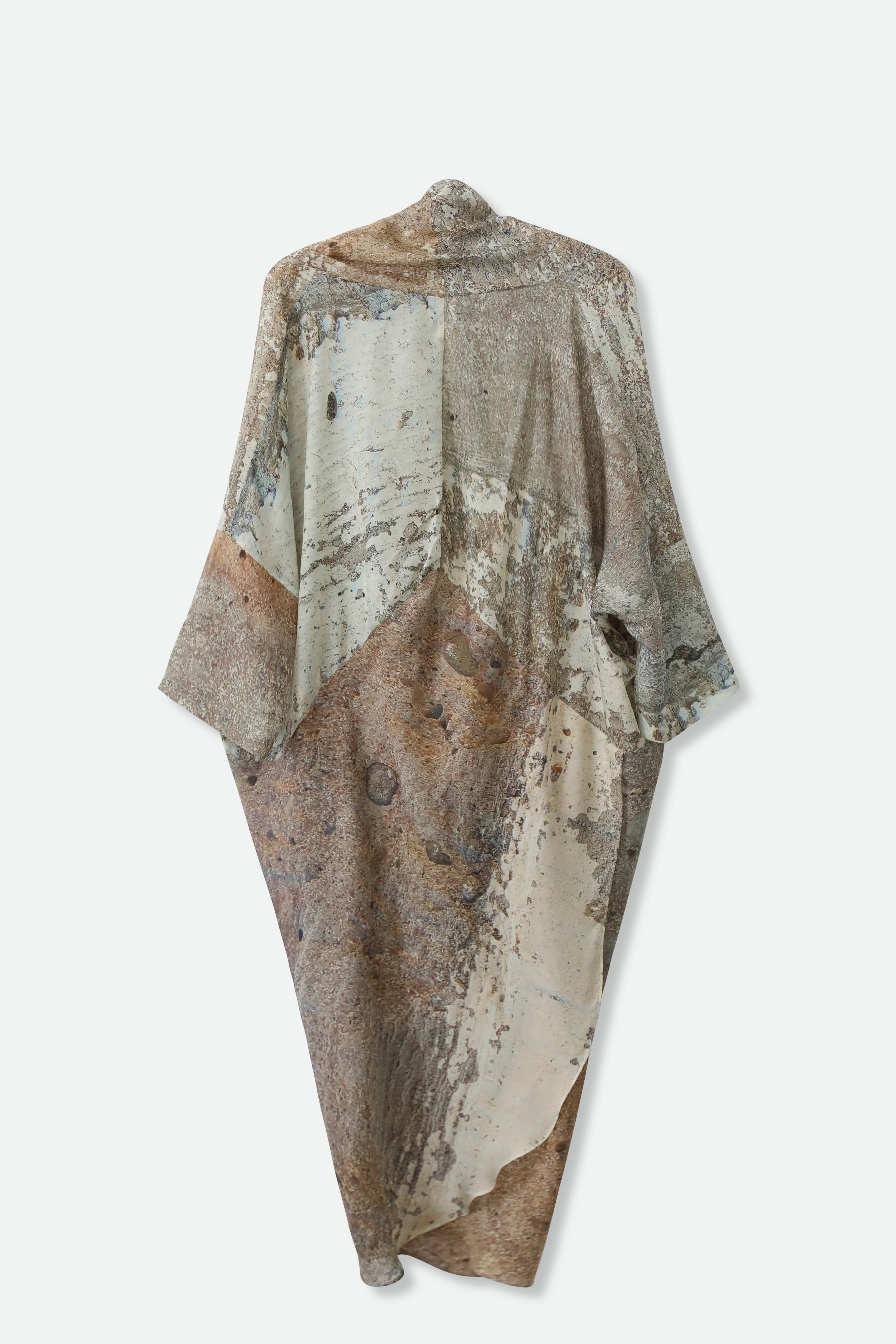 ATHENA CAPE WRAP IN PRINTED SILK VOILE NEUTRAL - BEIGE - Jarbo