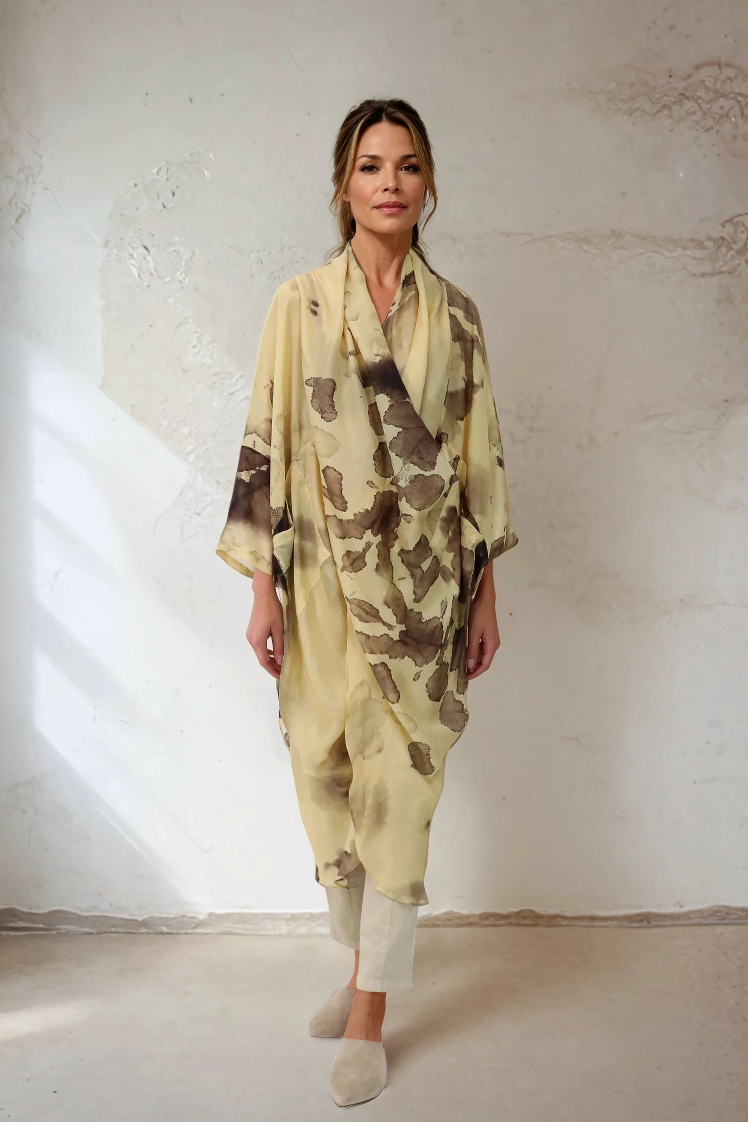 ATHENA CAPE WRAP IN SILK VOILE IN SUMMER SUNSET - Jarbo