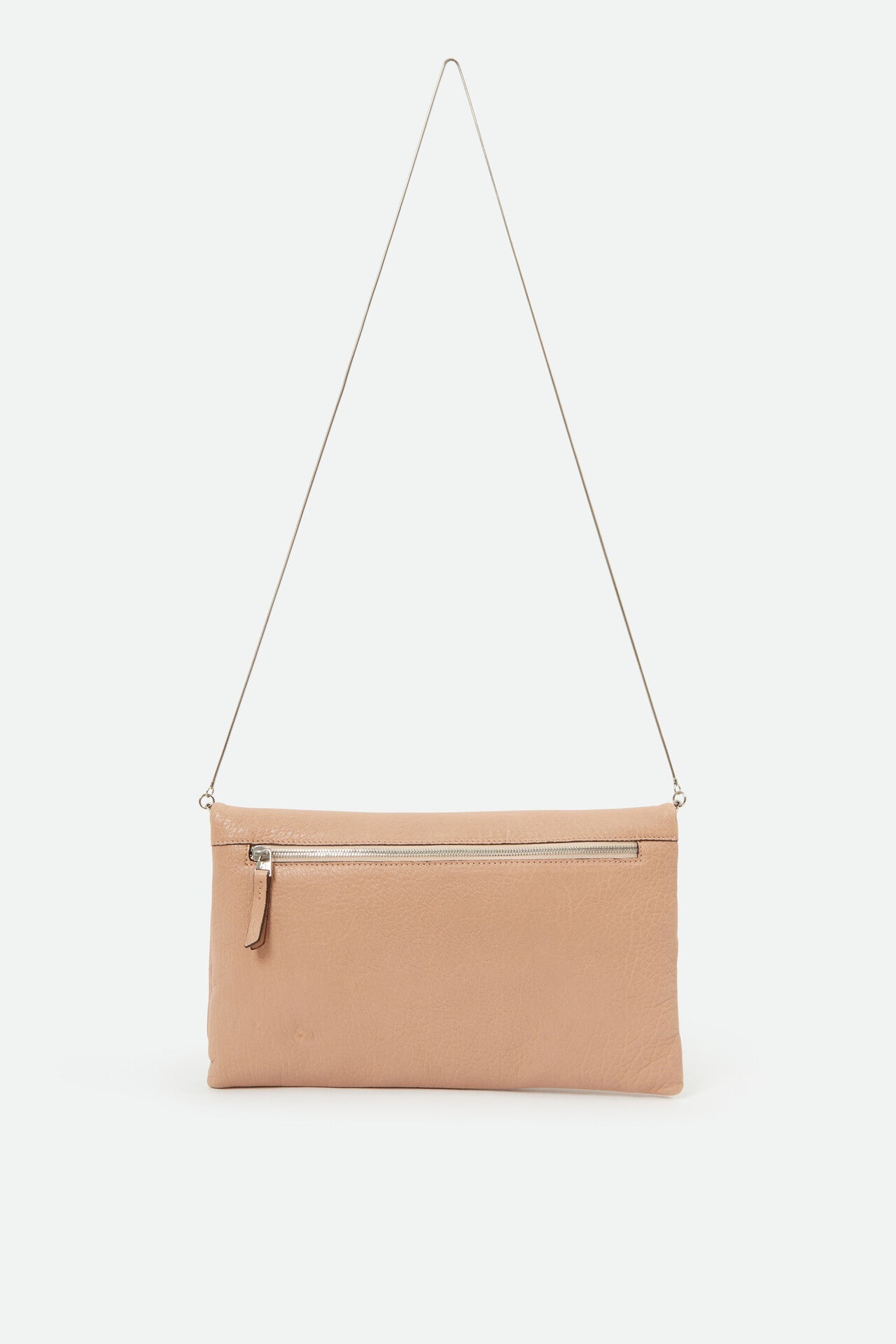 BARLETTA FOLD OVER CLUTCH HANDBAG IN NEUTRAL PINK LEATHER - Jarbo