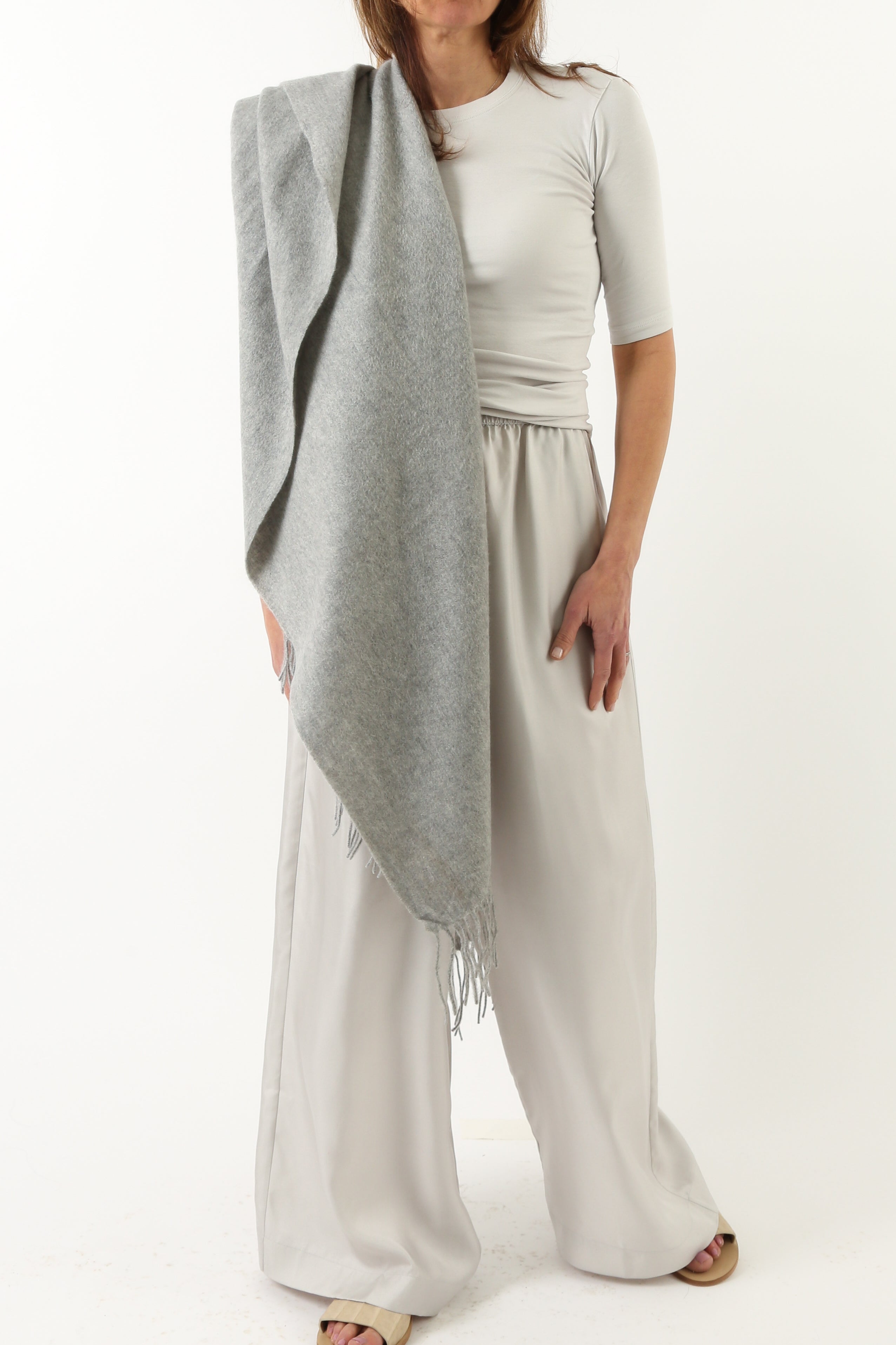 BASILIO BLANKET FRINGED WRAP IN PURE CASHMERE - Jarbo