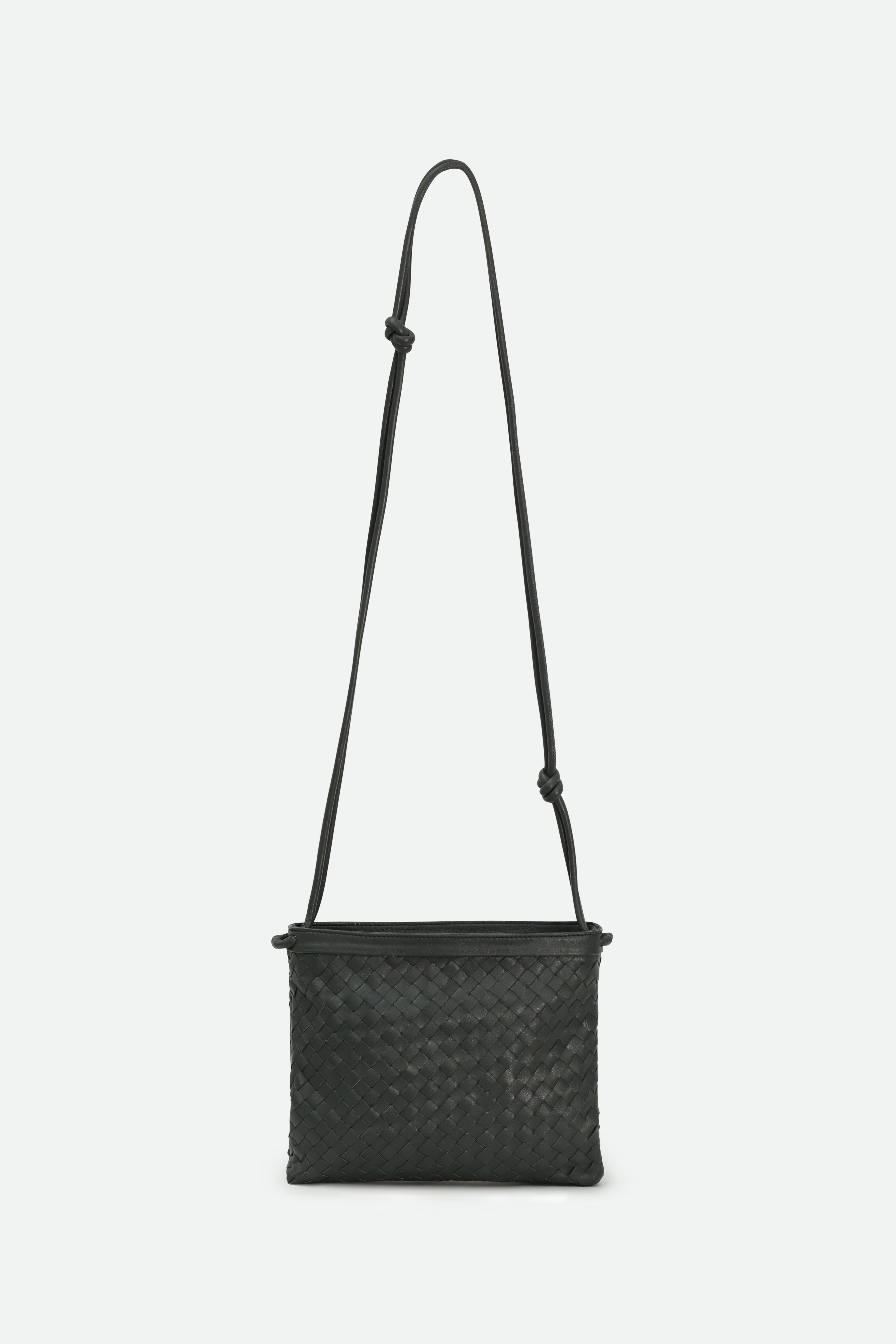 BELLIZZI BAG IN WOVEN ITALIAN LEATHER BLACK