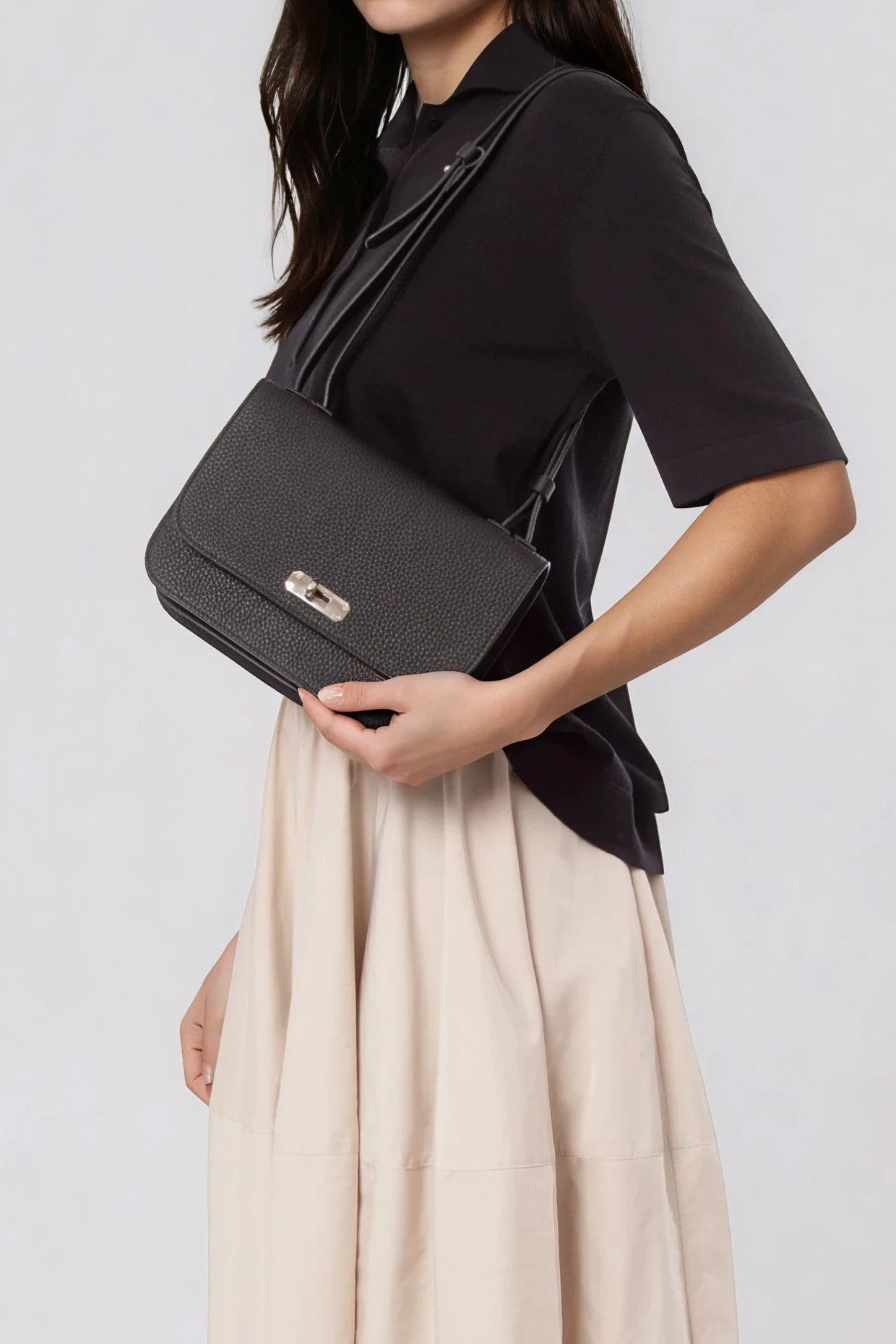 BEXLEY SHOULDER BAG IN ITALIAN LEATHER BLACK - Jarbo