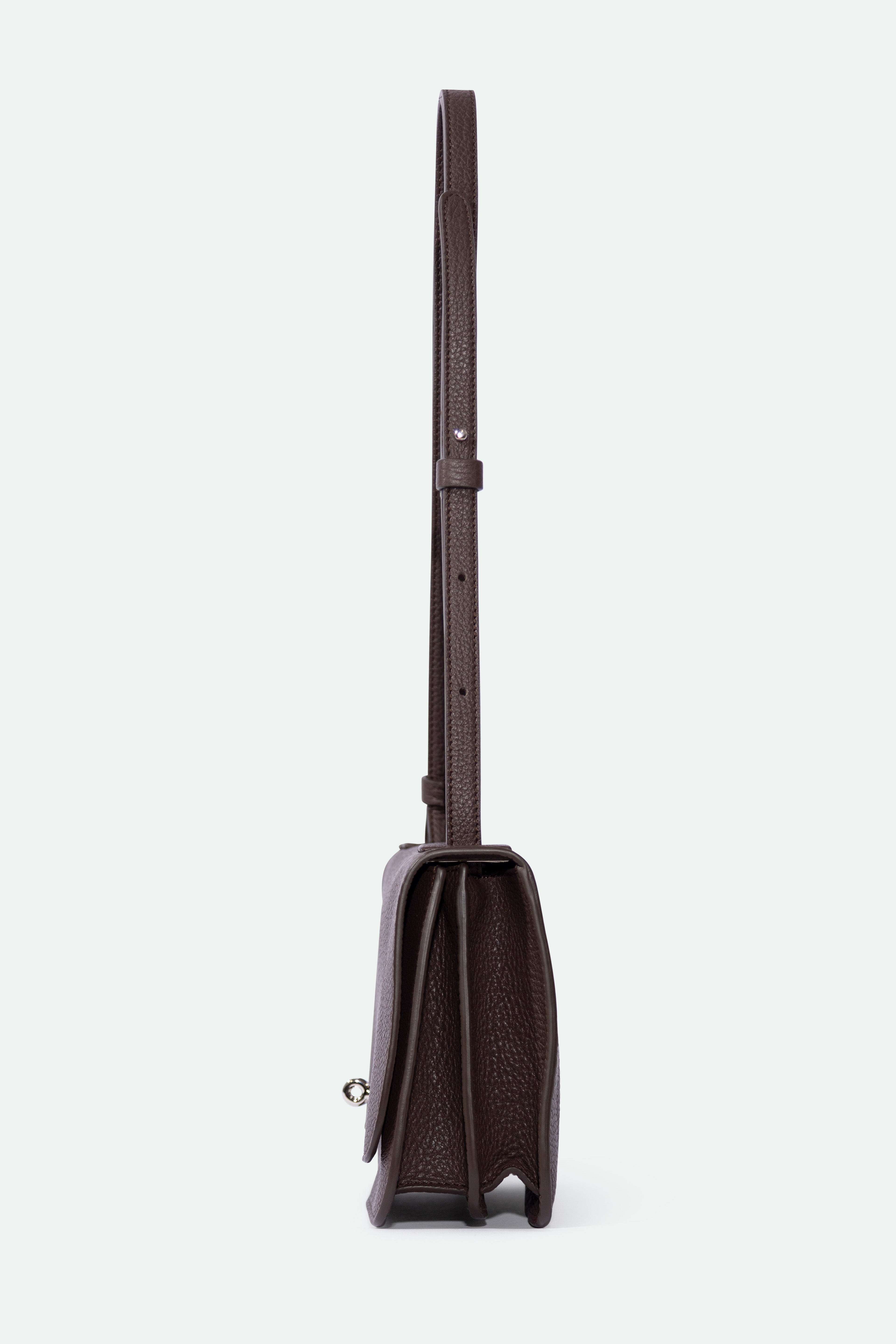 BEXLEY SHOULDER BAG IN ITALIAN LEATHER CHOCOLATE - Jarbo