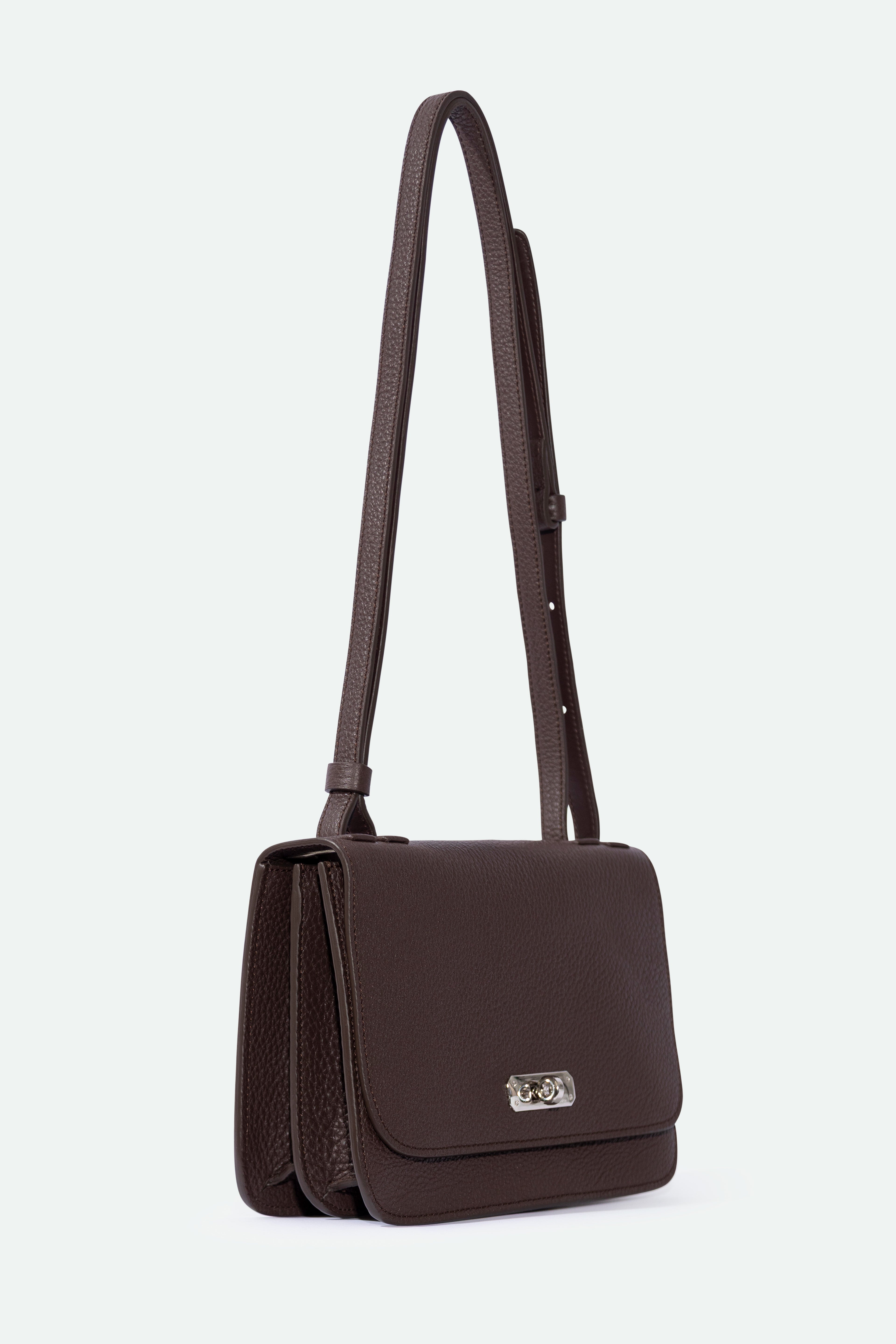 BEXLEY SHOULDER BAG IN ITALIAN LEATHER CHOCOLATE - Jarbo