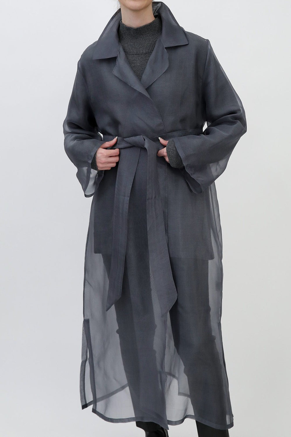 BLYTHE SILK ORGANZA DRESS JACKET IN STONEY GREY