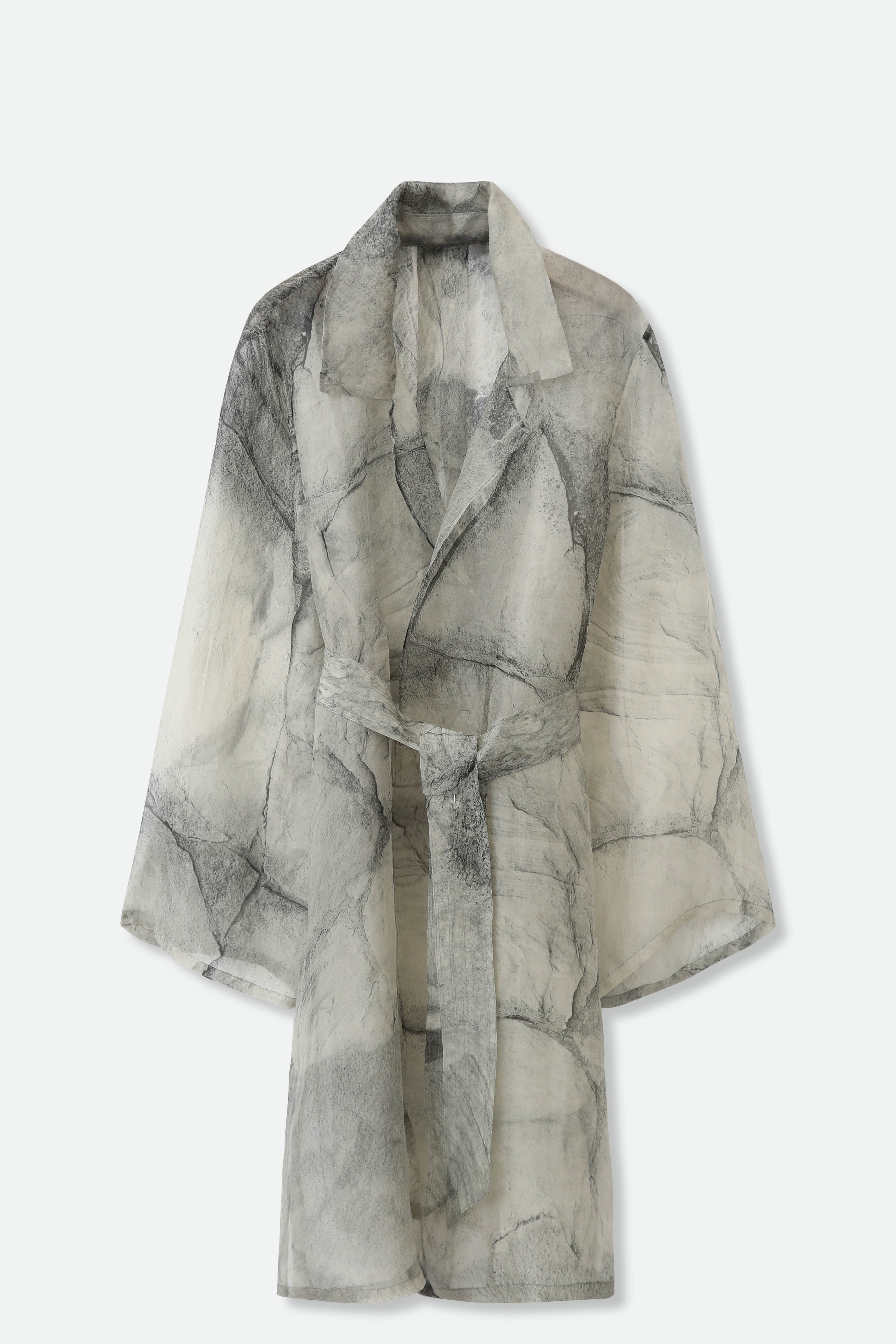 BLYTHE SILK ORGANZA DRESS JACKET IN STONEY GREY - Jarbo