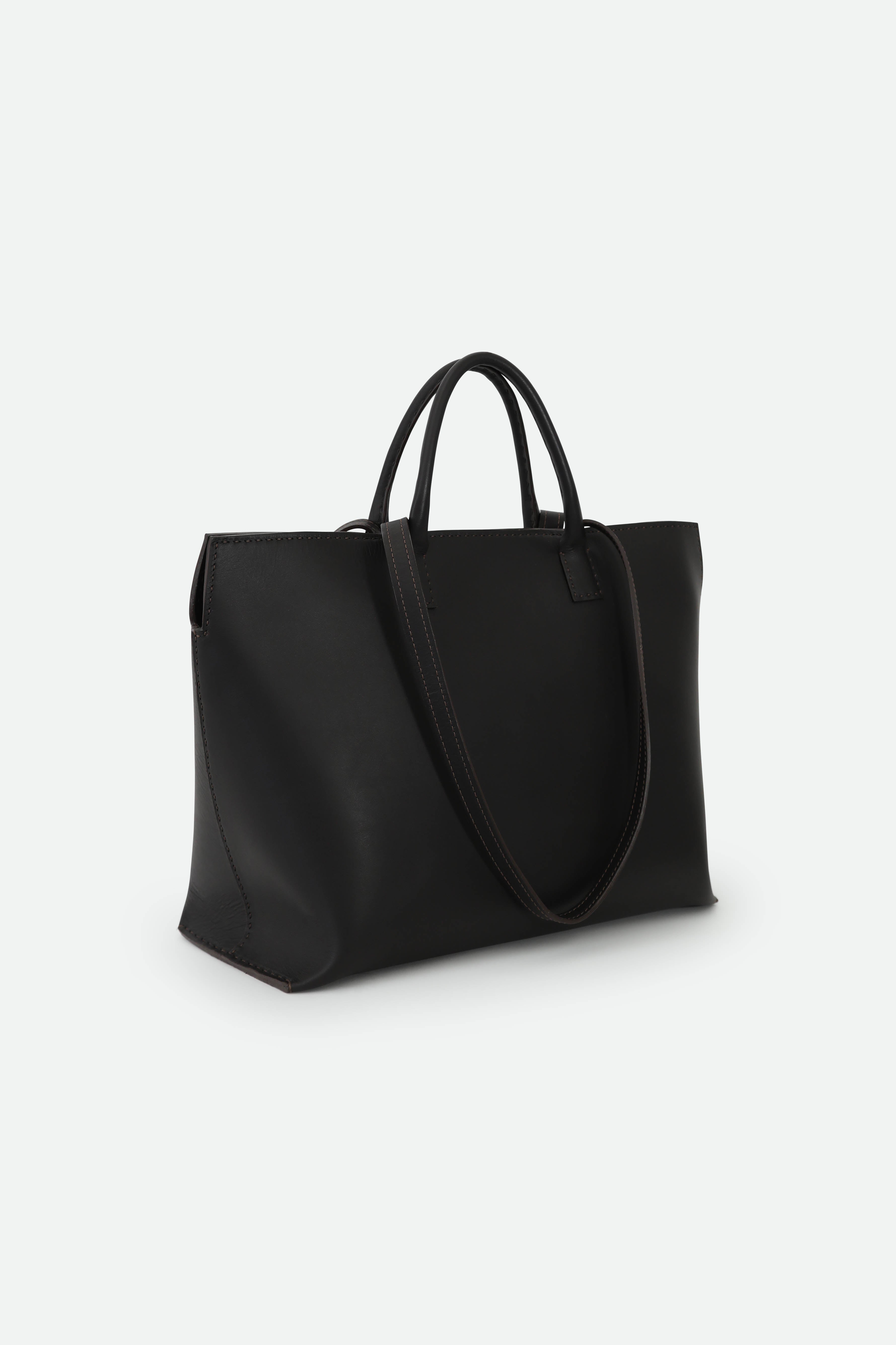 BOLZANO FRENCH BARENIA LEATHER TOTE IN ESPRESSO - Jarbo