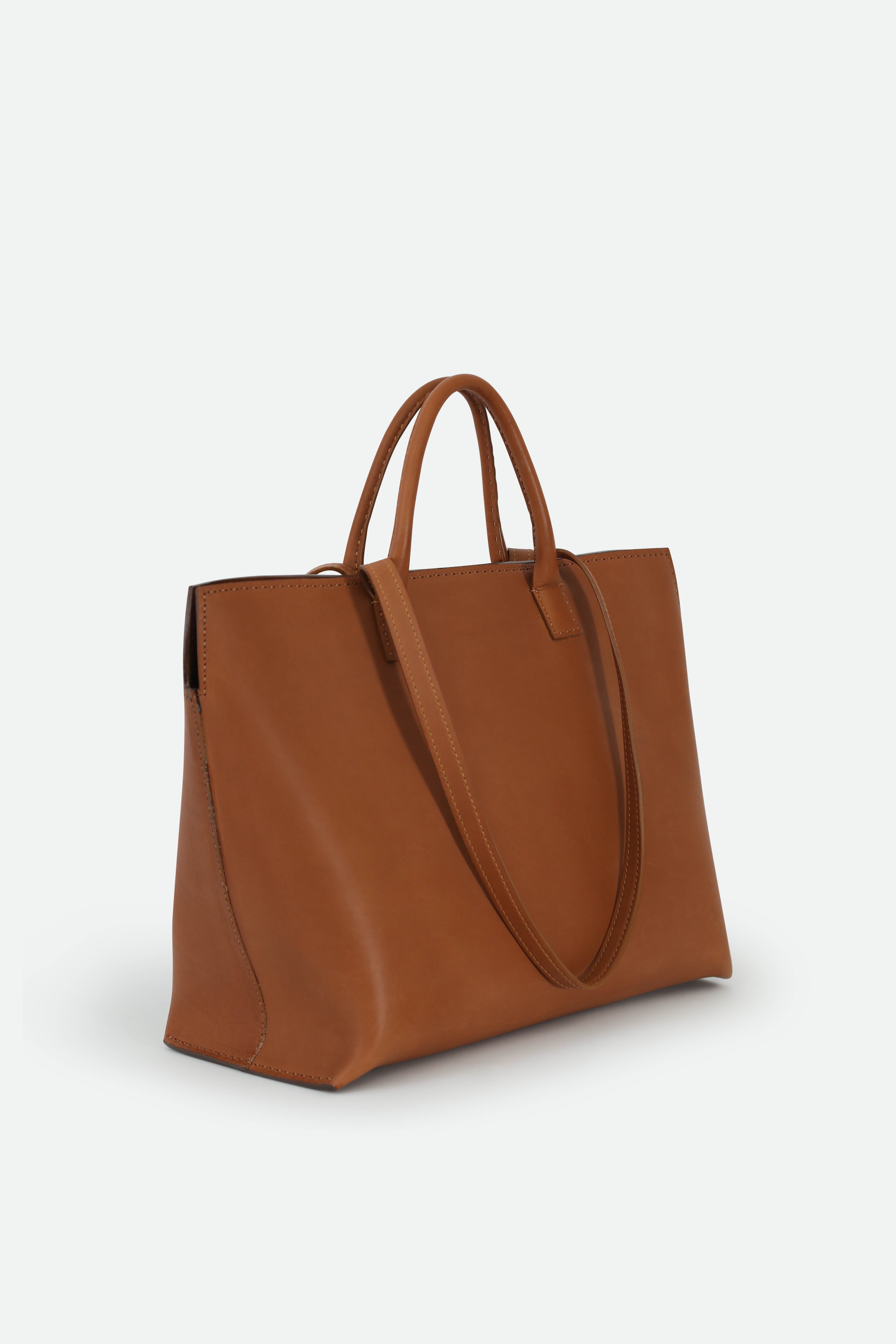 BOLZANO FRENCH BARENIA LEATHER TOTE IN NATURAL CUOIO - Jarbo