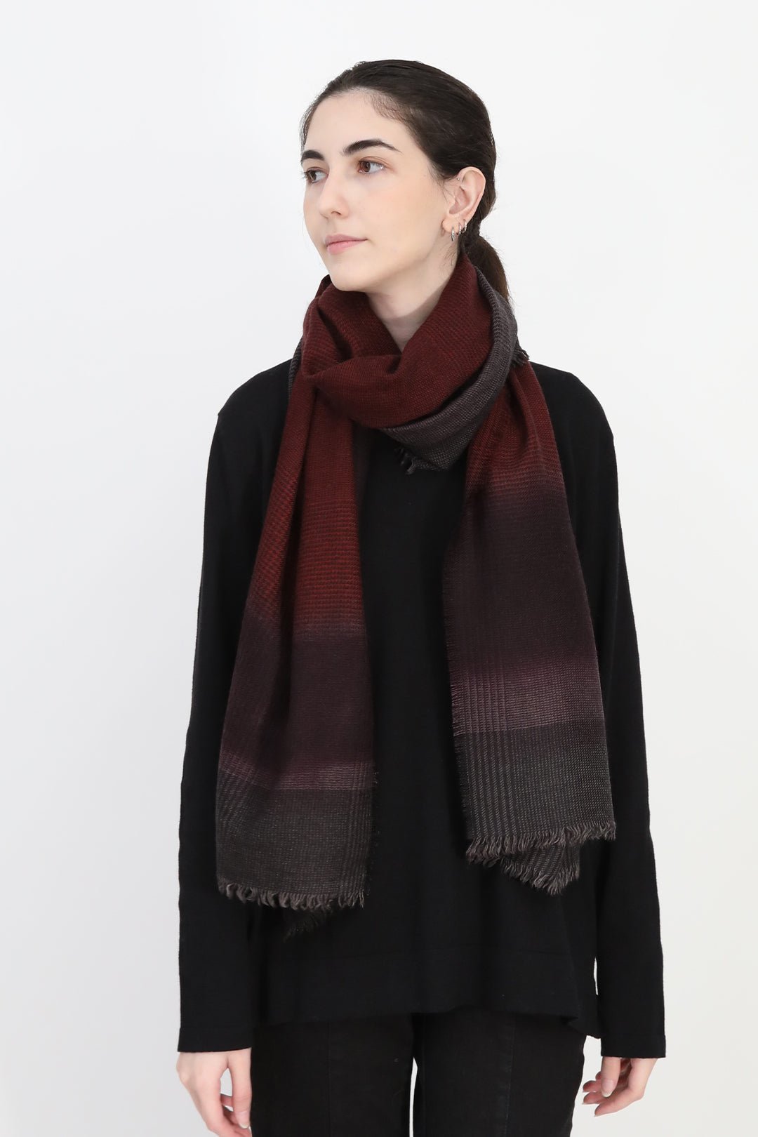 BORDEAUX CHECK ITALIAN CASHMERE SCARF - Jarbo