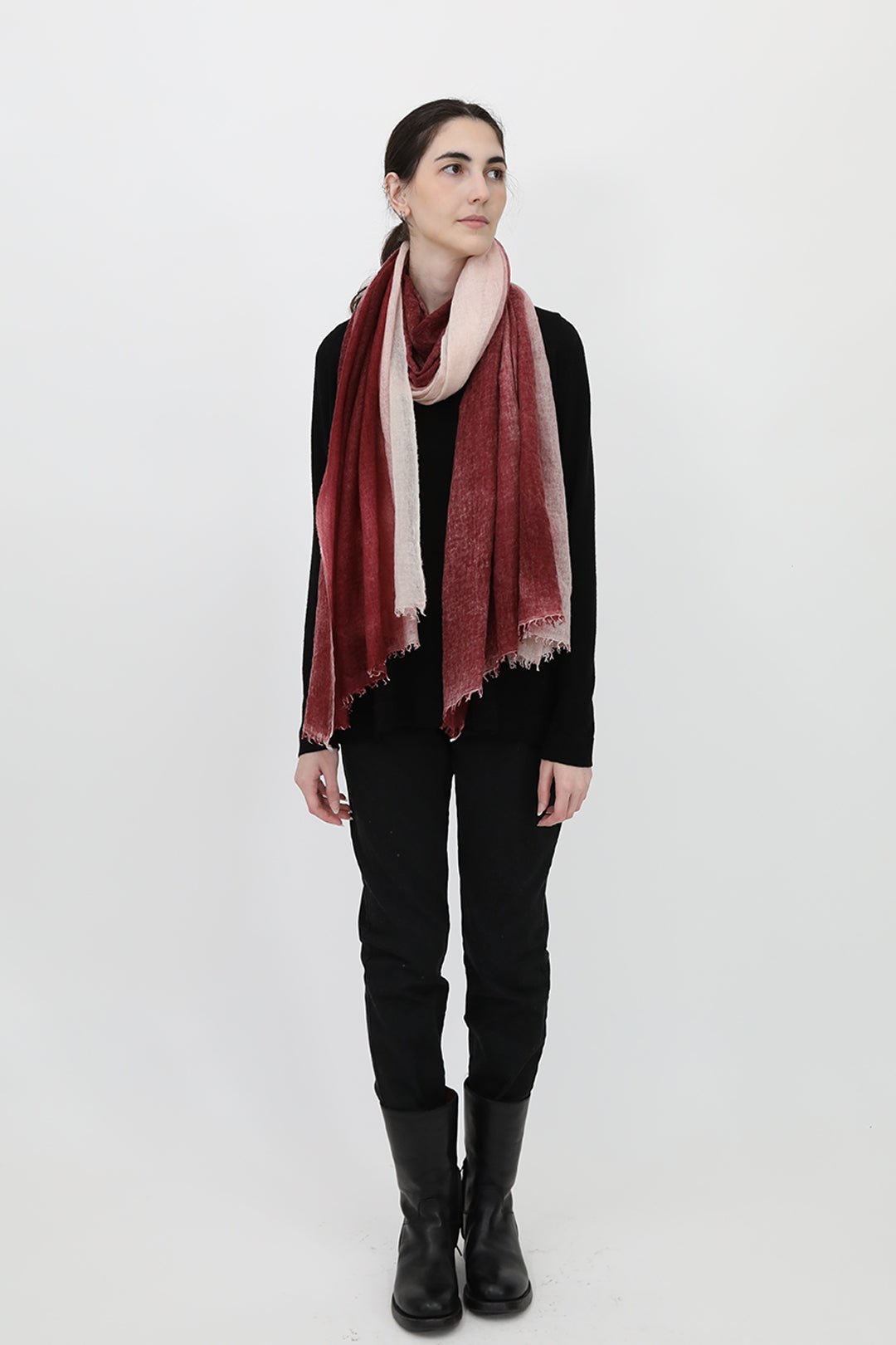 BORDEAUX SCARF IN HAND DYED CASHMERE - Jarbo