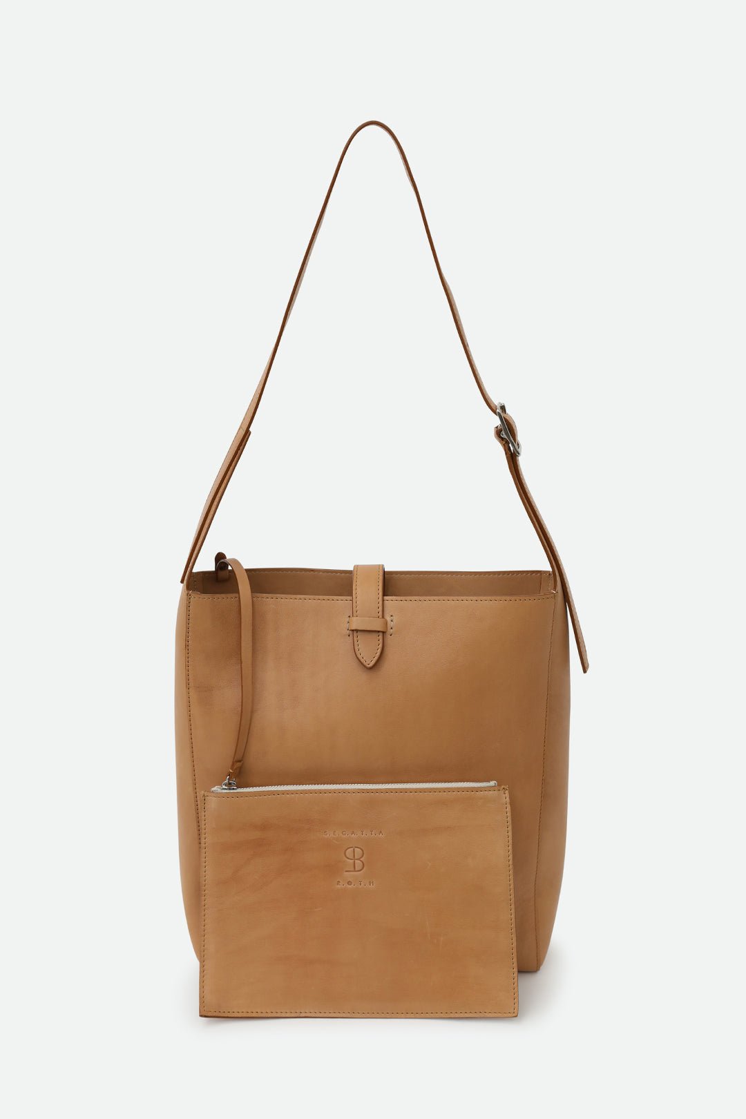 BRIAR ITALIAN LEATHER BUCKET BAG NATURAL - Jarbo