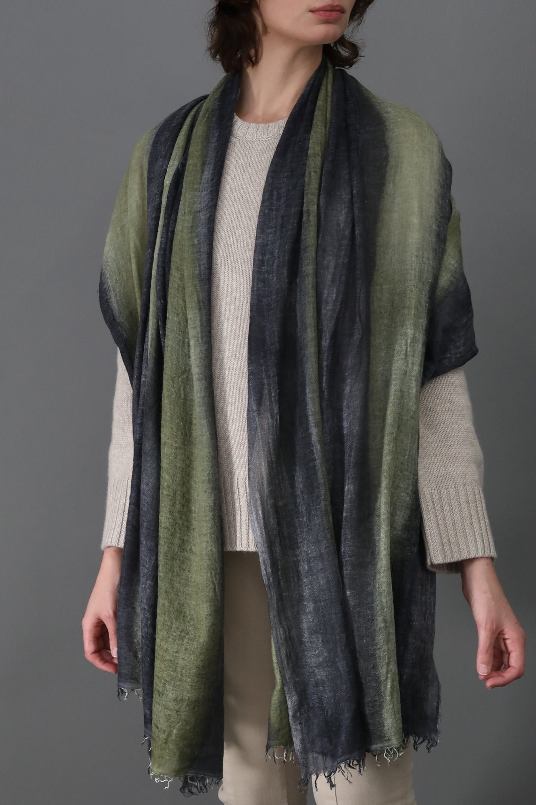 BRONZE BANDA SCARF IN HAND DYED CASHMERE - Jarbo