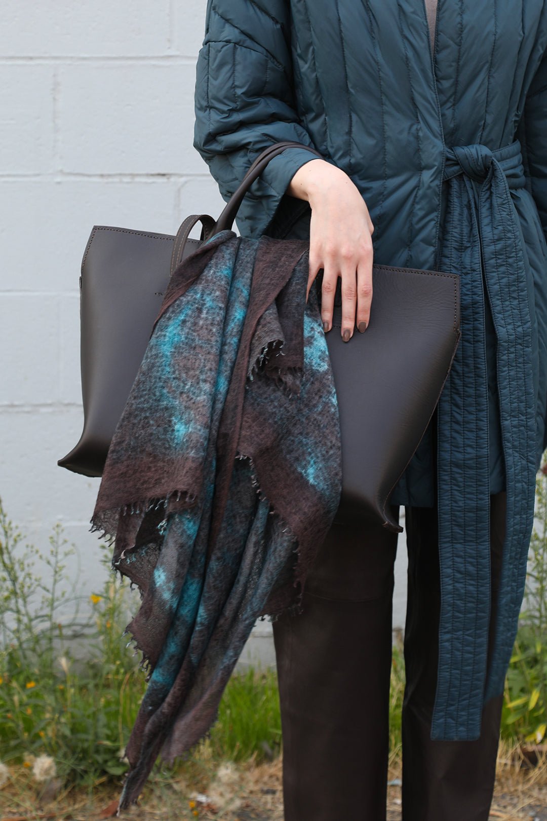 BRONZED TURQUOISE SCARF IN HAND DYED CASHMERE - Jarbo