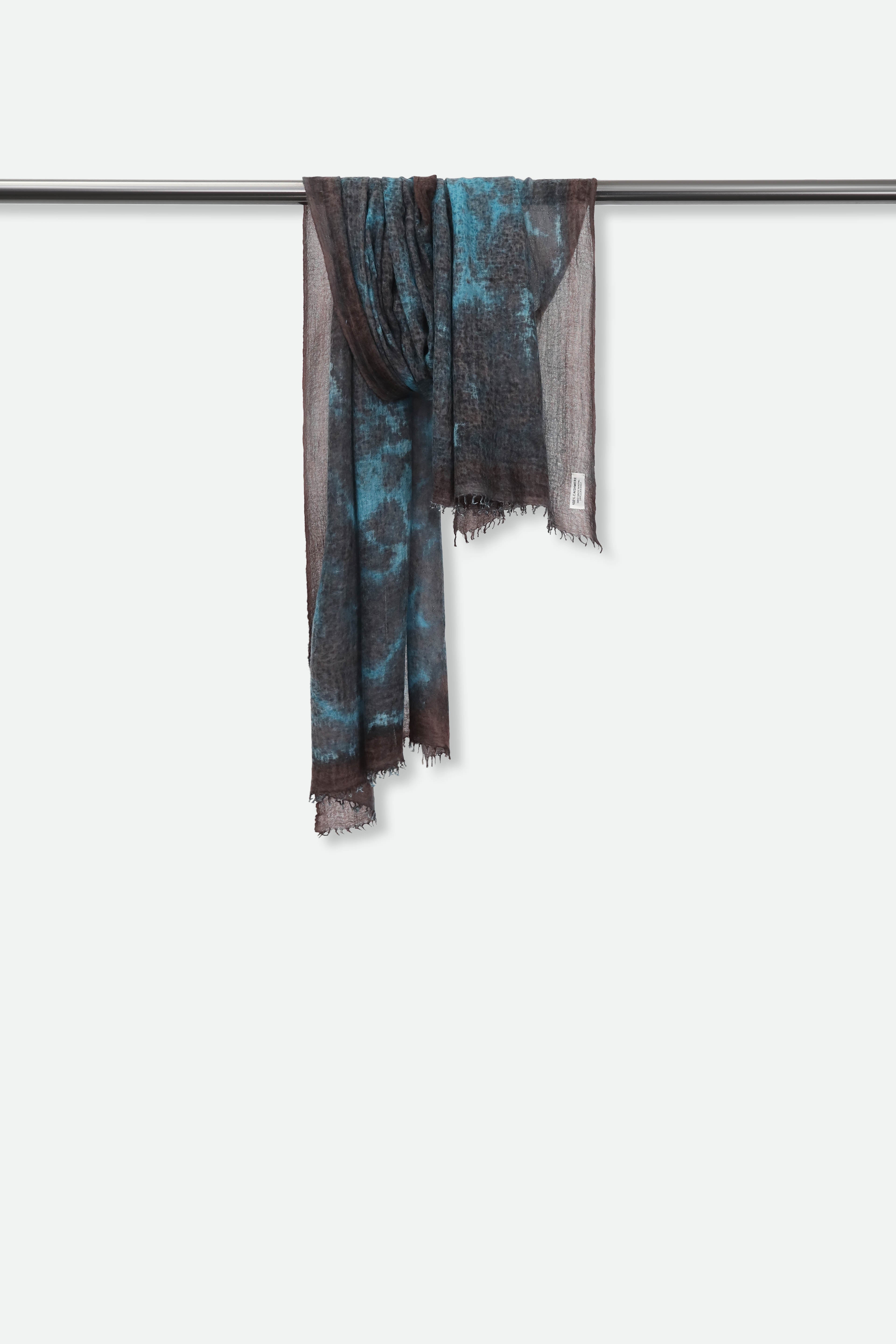 BRONZED TURQUOISE SCARF IN HAND DYED CASHMERE - Jarbo