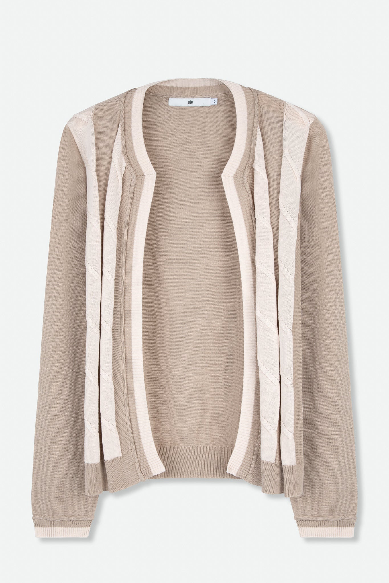 CABLE TWO-TONE CARDIGAN IN ITALIAN HIGH TWIST COTTON - Jarbo