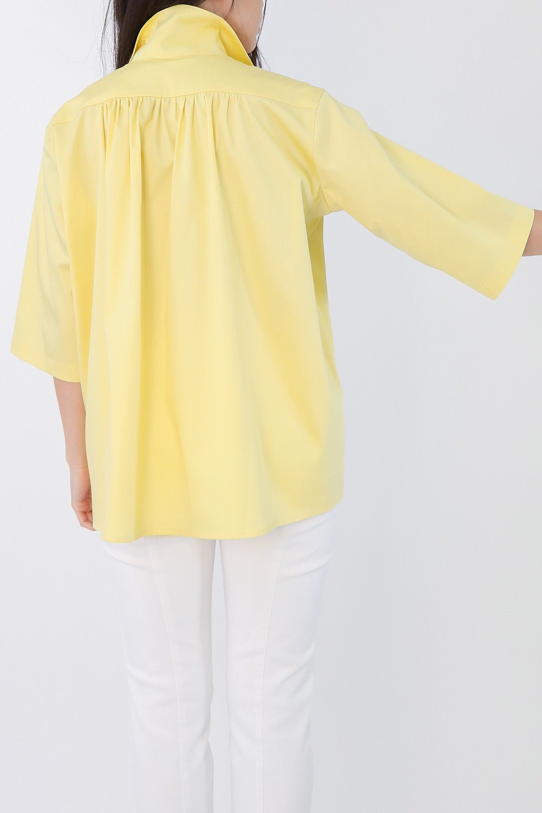 CAMP SHIRT IN ITALIAN COTTON POPLIN STRETCH IN YELLOW - Jarbo