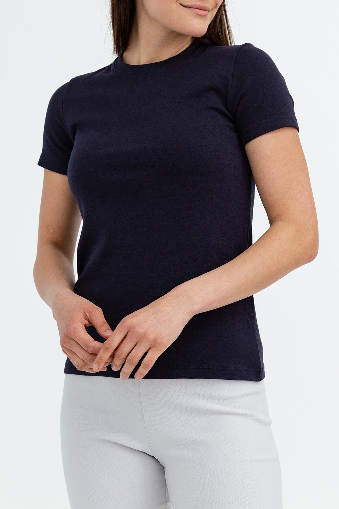 CAP SLEEVE CREW IN PIMA COTTON STRETCH - Jarbo