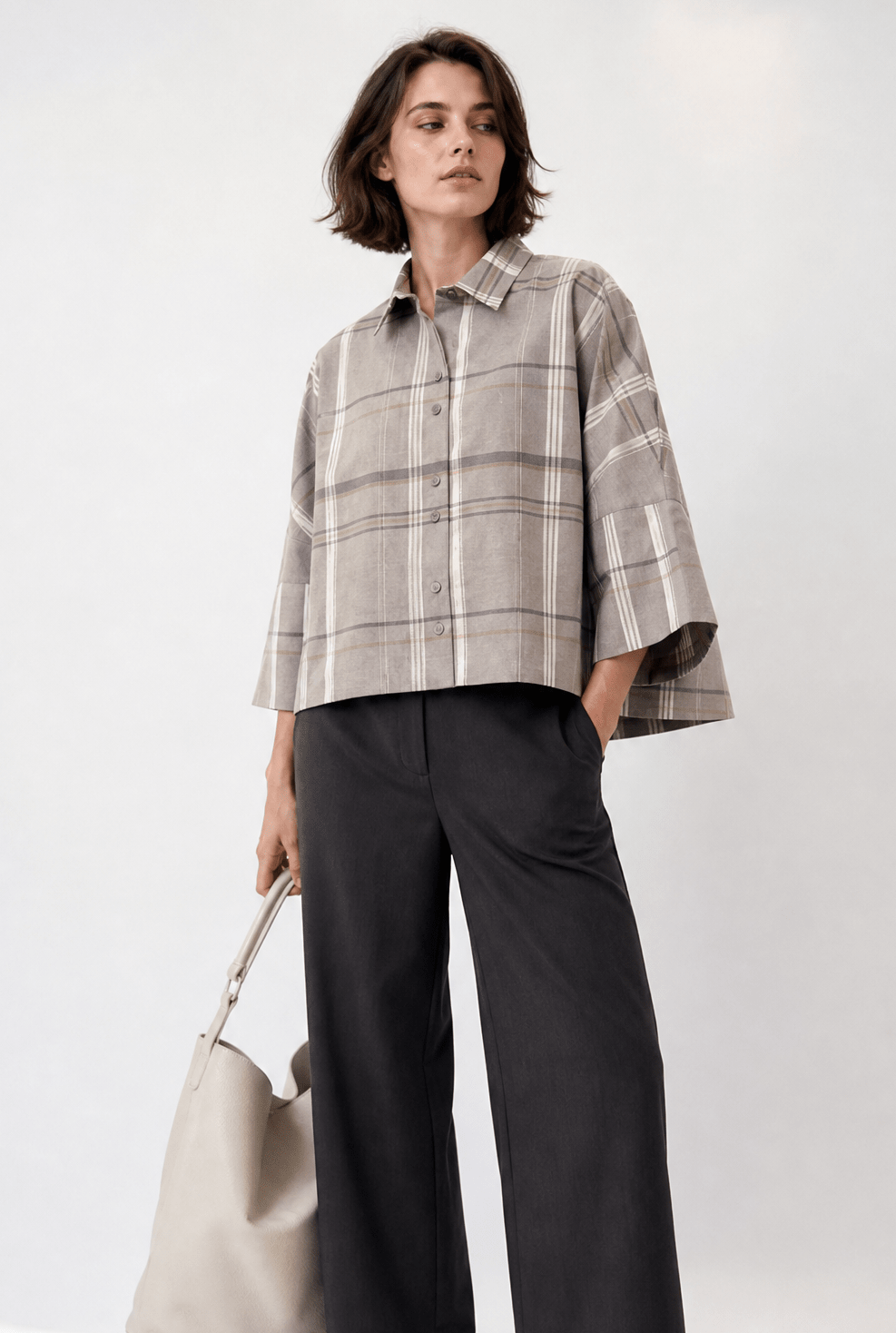 CEDROS SHIRT IN ITALIAN COTTON GREY PLAID - Jarbo
