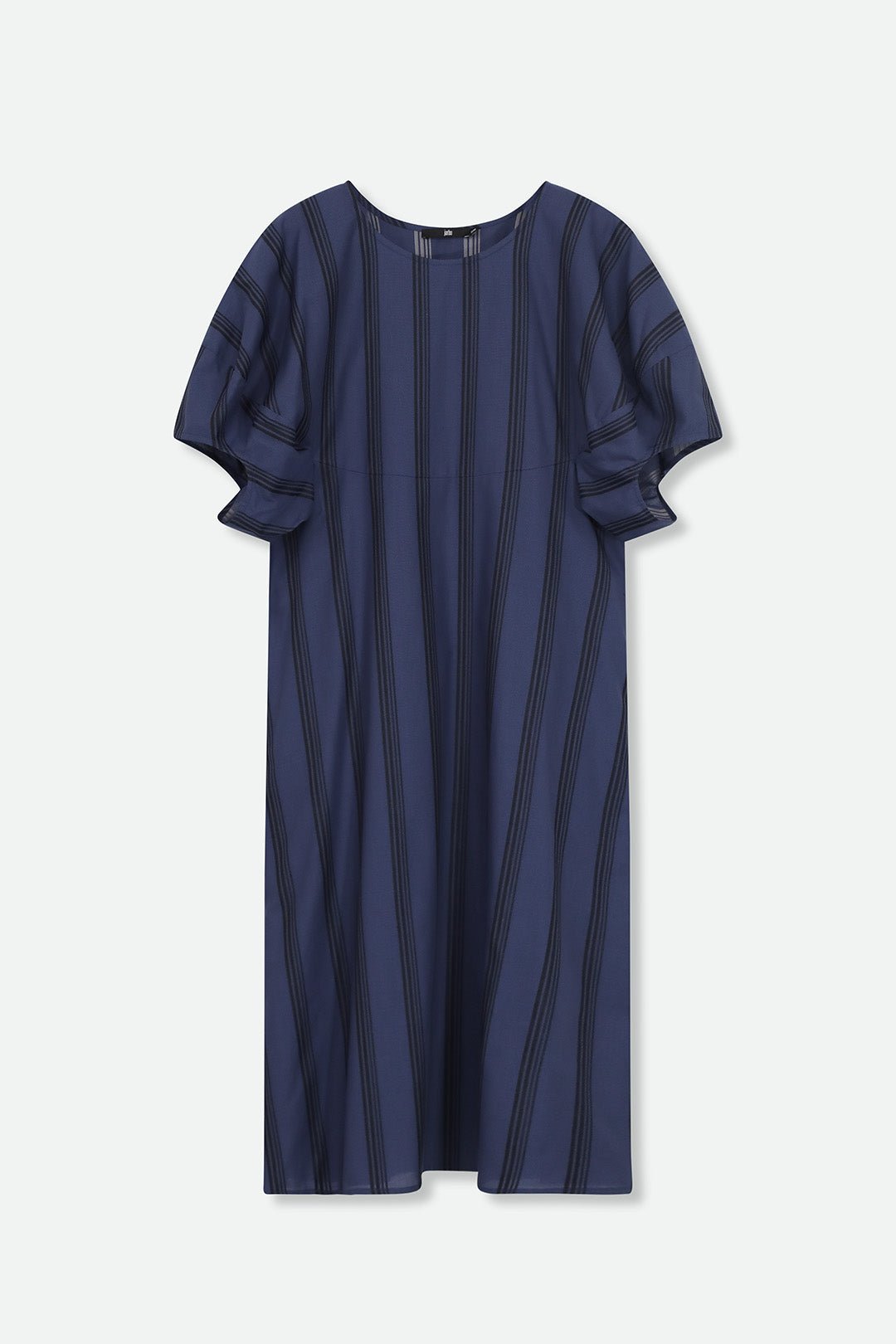 CERCHI SHORT SLEEVE DRESS IN 100% ITALIAN COTTON BLUE STRIPE - Jarbo