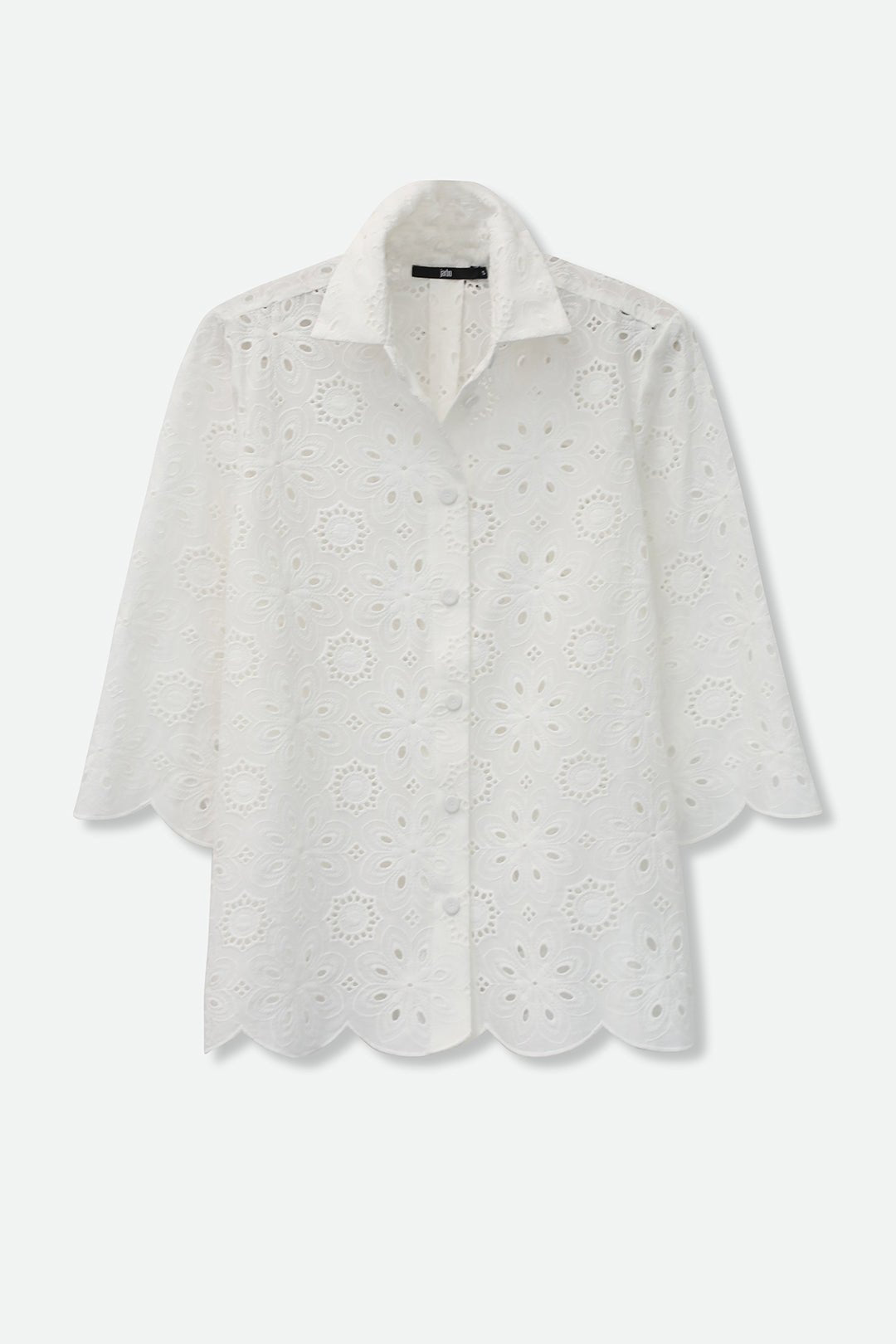 CESARE CAMP SHIRT ITALIAN COTTON WHITE EYELET - Jarbo