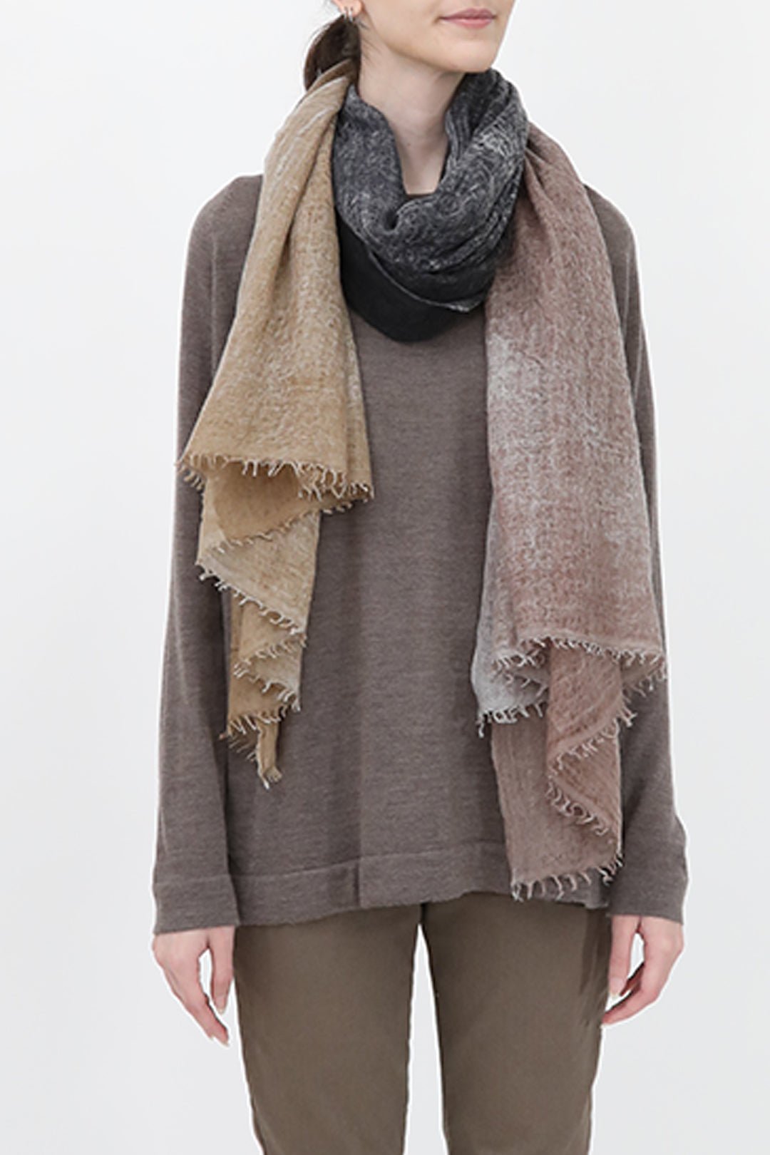 CHATEAU TOFFEE SCARF IN HAND DYED CASHMERE - Jarbo