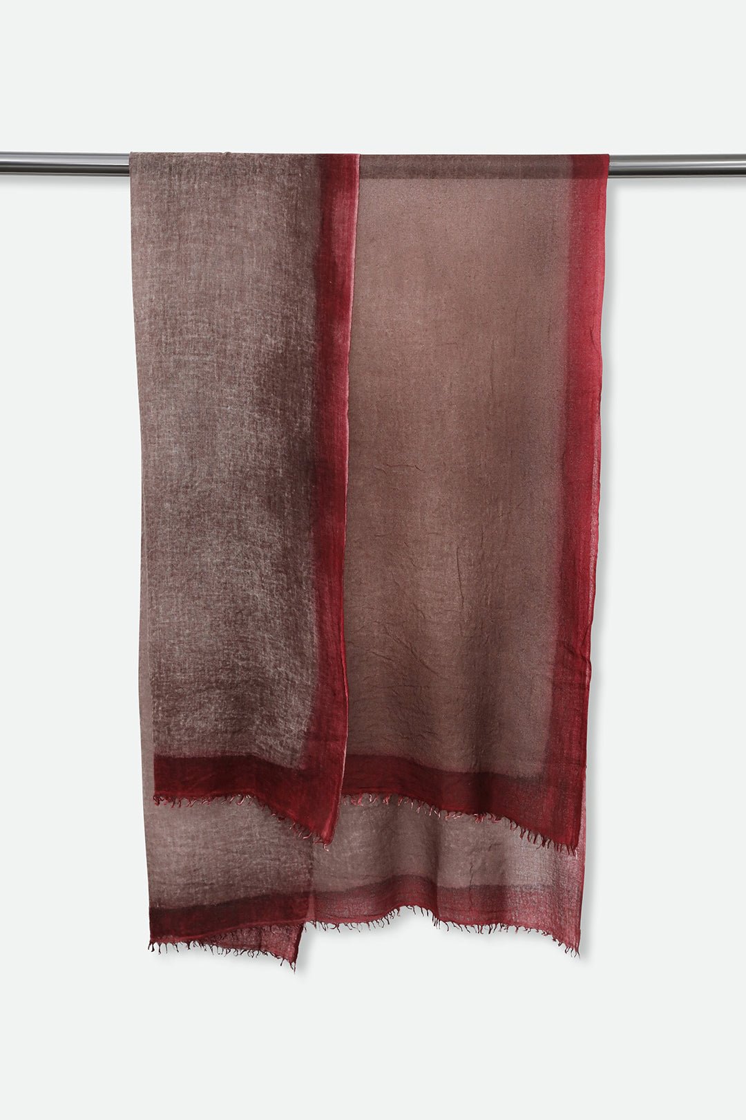 CHOCOLATE BORDEAUX SCARF IN HAND DYED CASHMERE - Jarbo