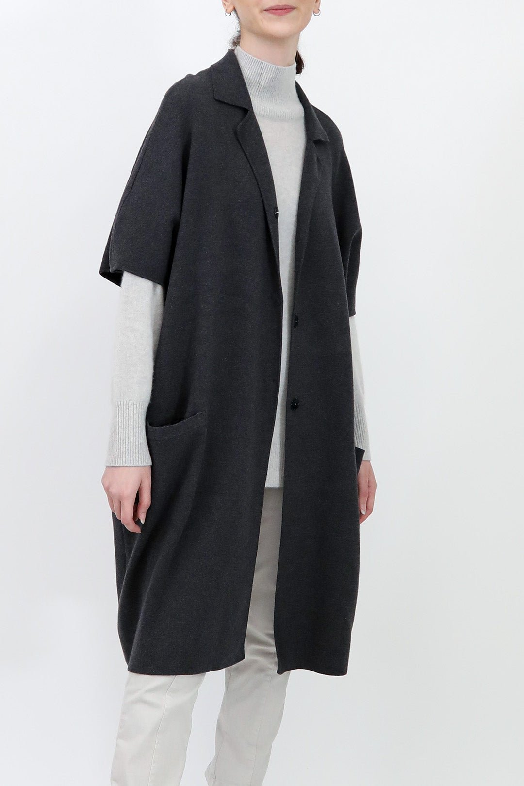 CLEO COAT IN KNIT PIMA COTTON IN HEATHER - Jarbo