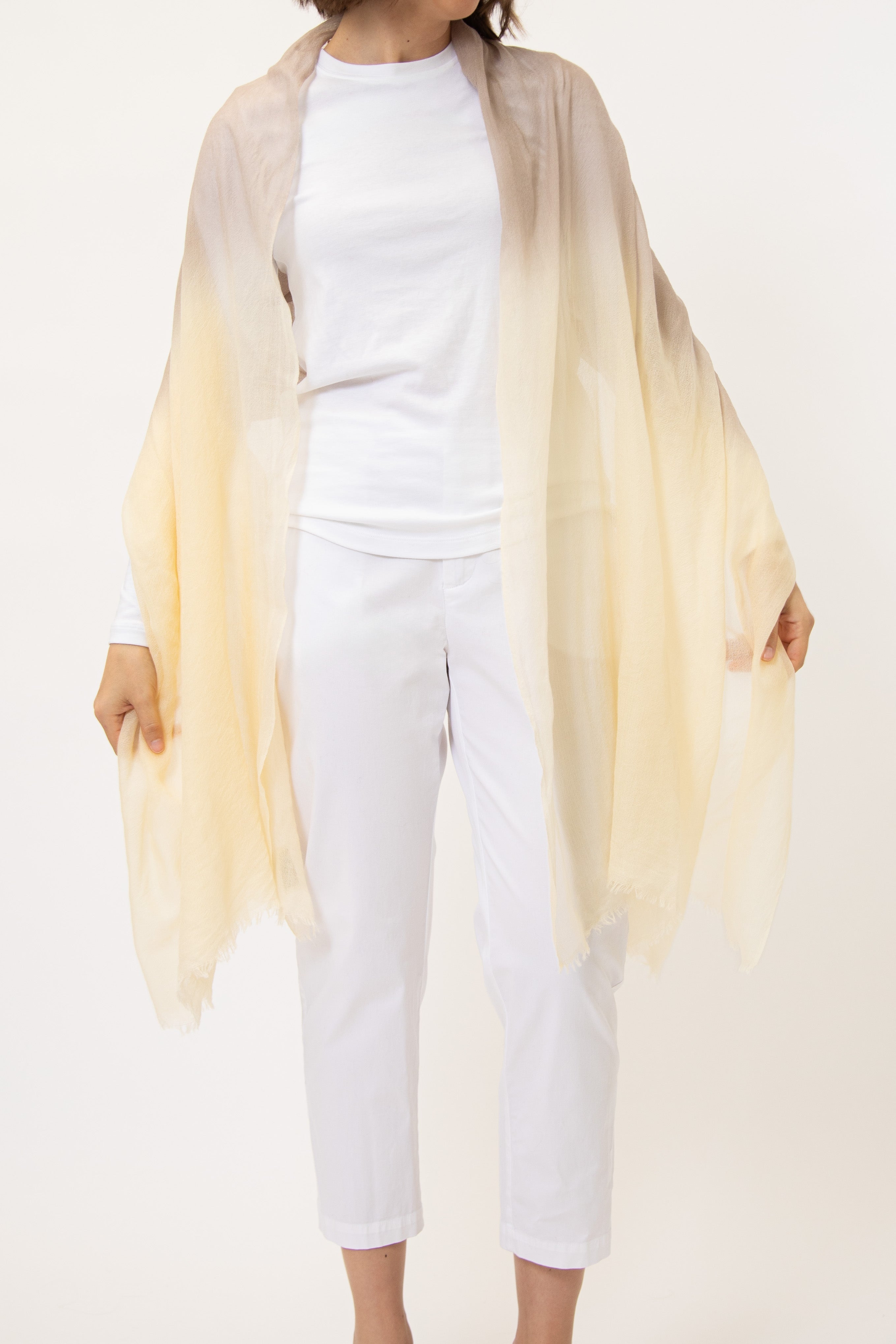 COCOA WHEATY LIGHTWEIGHT SCARF IN HAND DYED CASHMERE - Jarbo