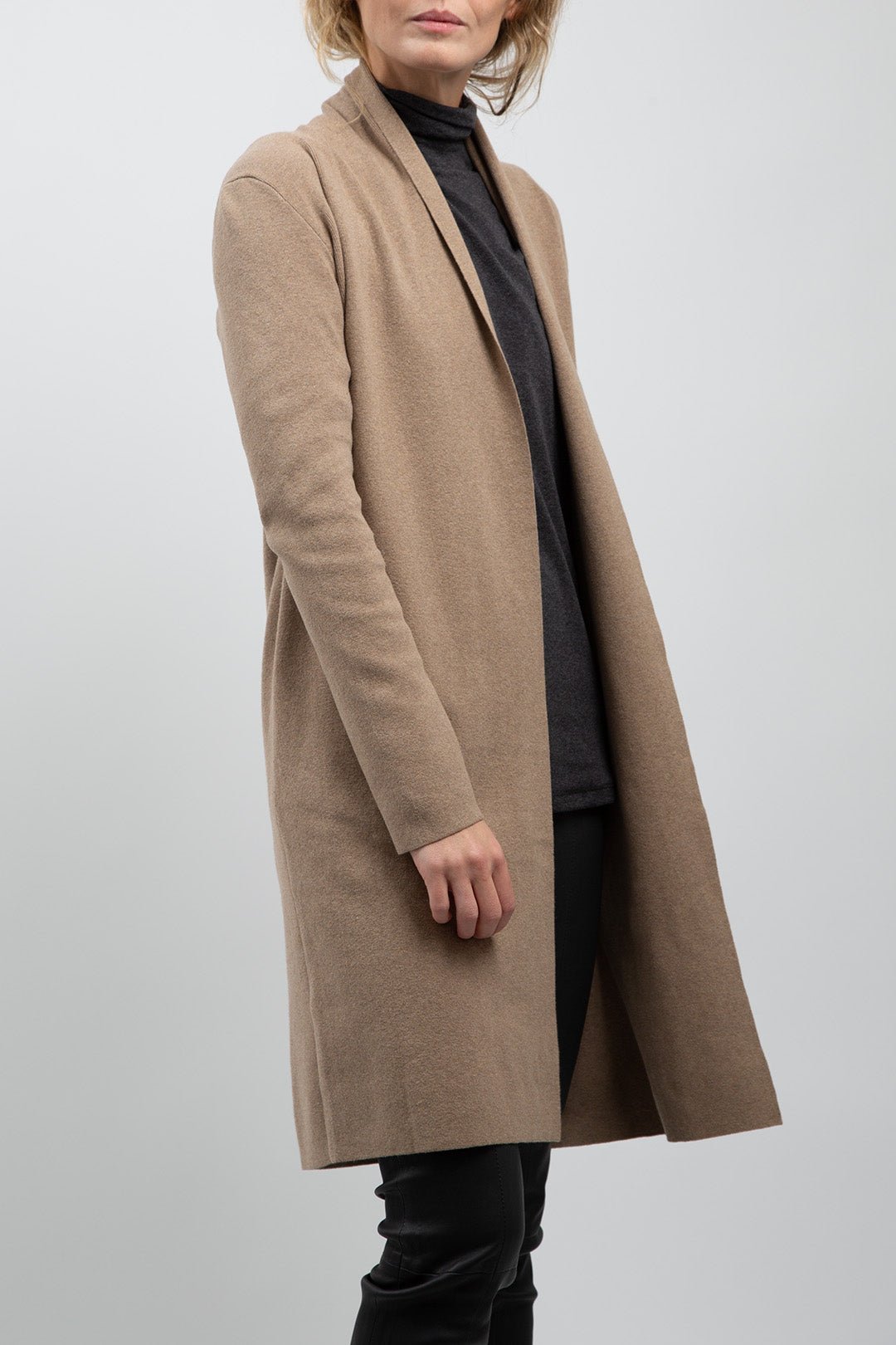 CORNELIA DUSTER IN DOUBLE KNIT HEATHERED PIMA COTTON - Jarbo