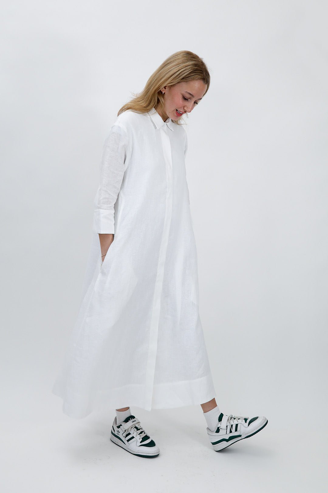 DANNI DRESS IN ITALIAN LINEN WHITE - Jarbo