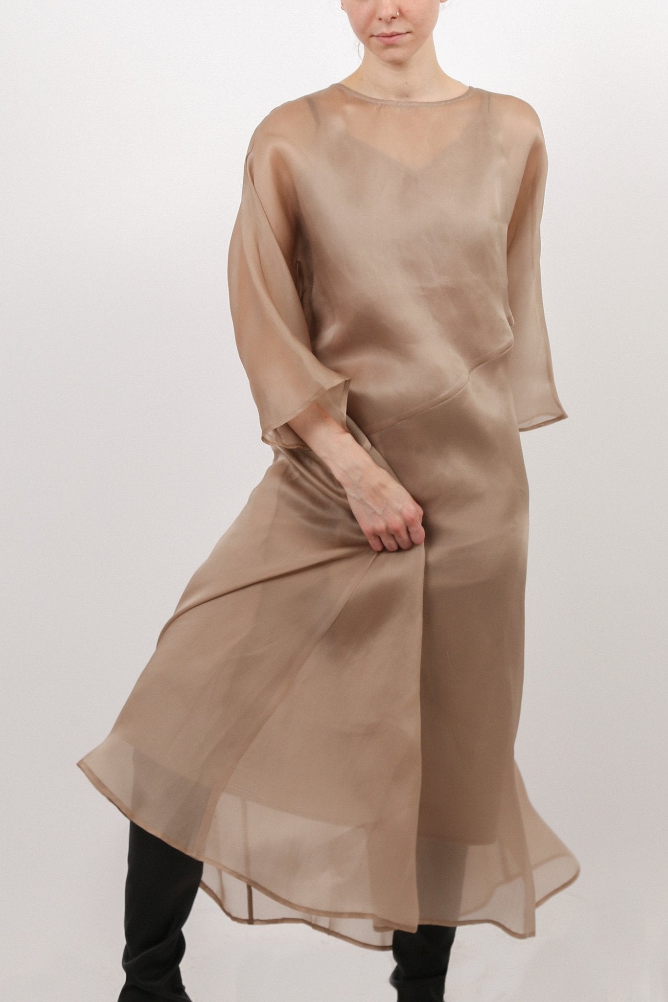 DAVA DIAGONAL SEAM DRESS IN SILK ORGANZA