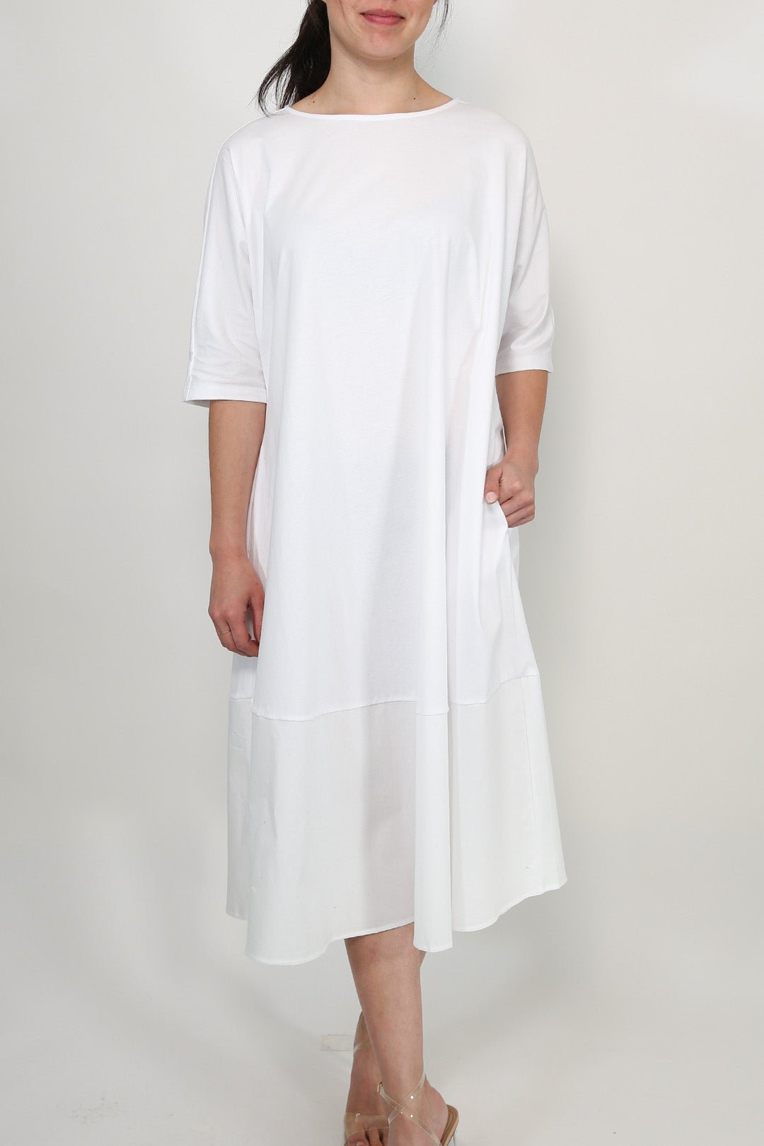 DAVINA MAXI DRESS IN ITALIAN JERSEY AND POPLIN COTTON - Jarbo