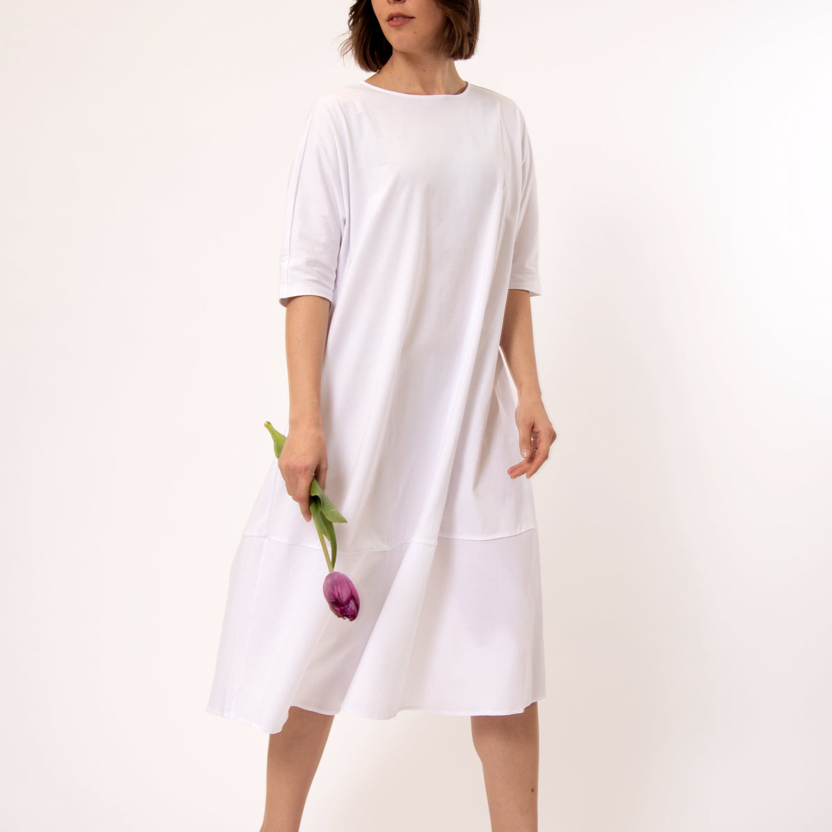 jersey and poplin dress DAVINA MAXI IN ITALIAN COTTON YGroup_