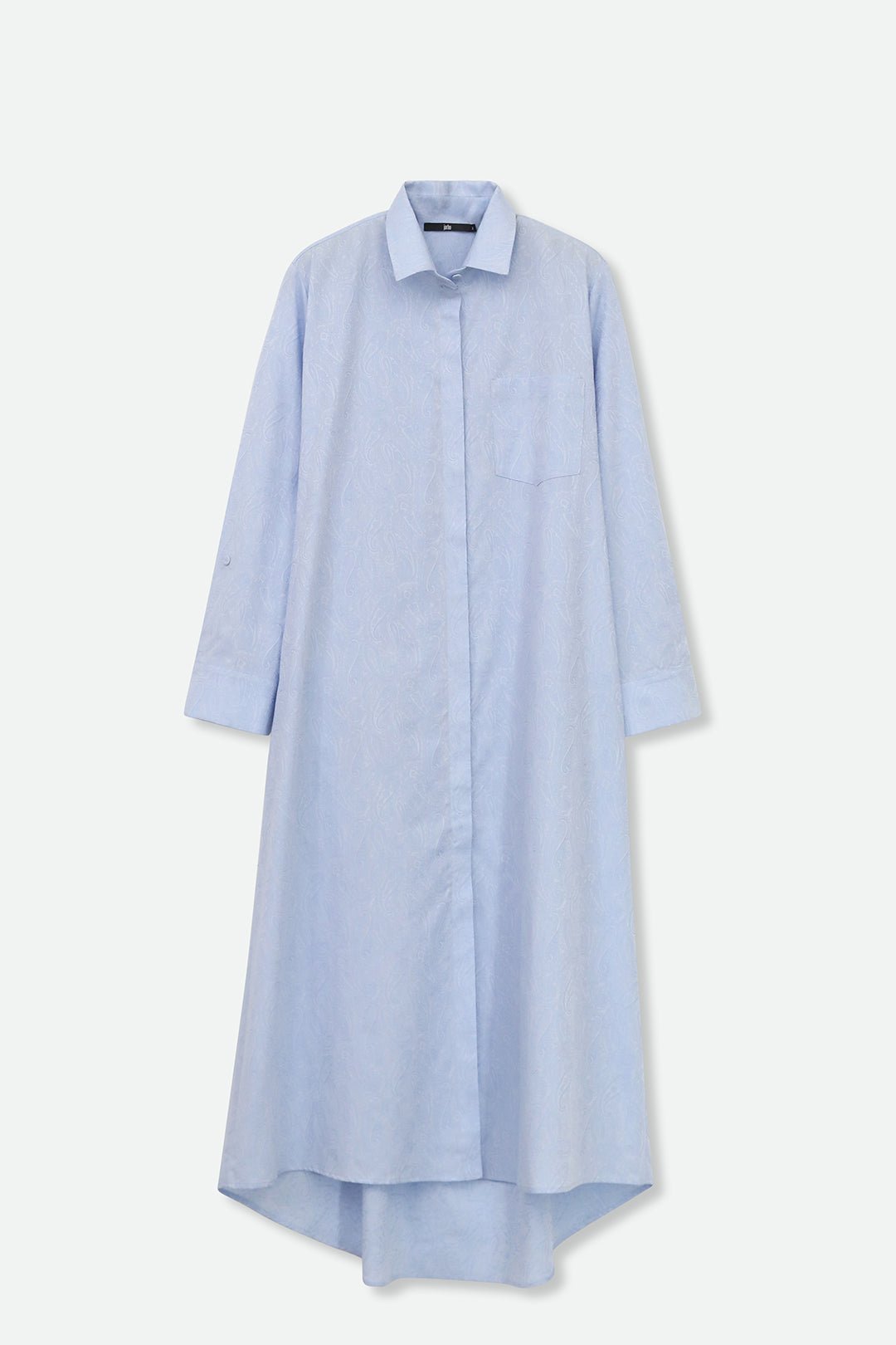 DELPHINE DRESS IN ITALIAN COTTON JACQUARD LIGHT BLUE PAISLEY / XL / JPC9808 DELPHINE DRESS IN ITALIAN COTTON JACQUARD LIGHT BLUE PAISLEY / XL / JPC9808