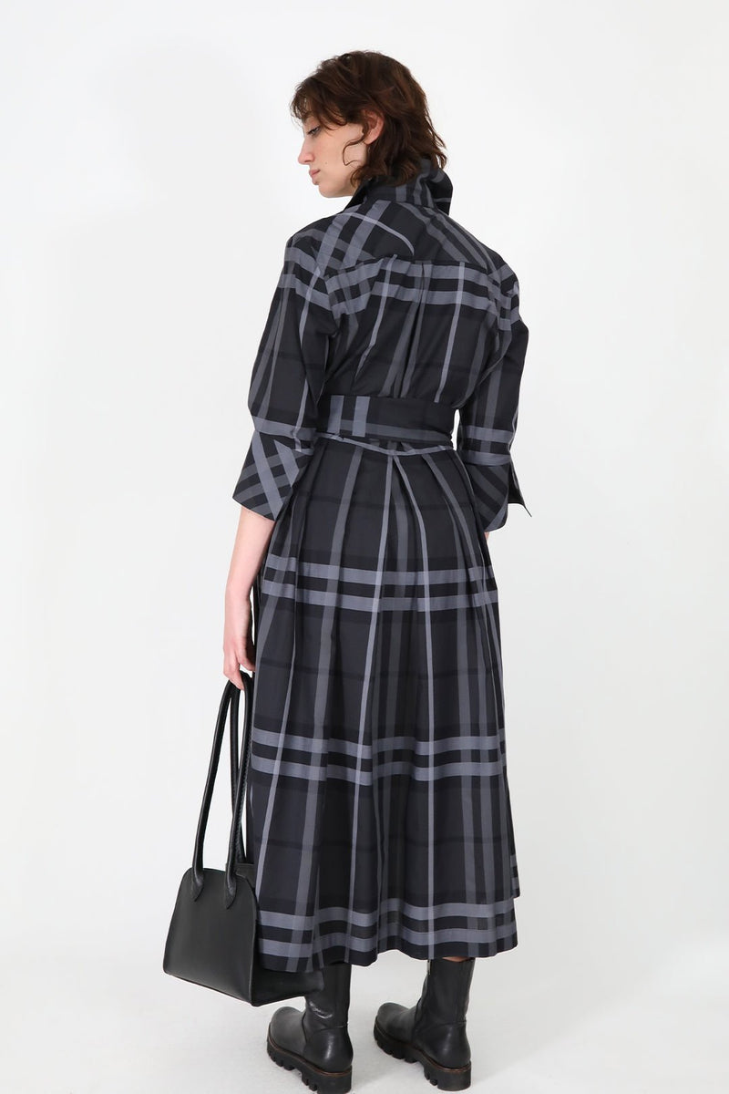 DRIFT DRESS IN ITALIAN COTTON JACQUARD BLACK & GREY main image 0