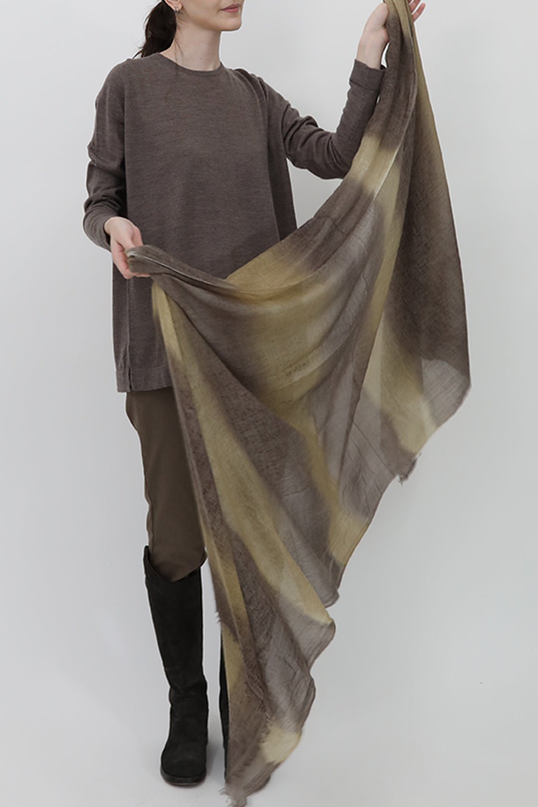 DRIFTWOOD ISCHIA SCARF IN HAND DYED CASHMERE - Jarbo