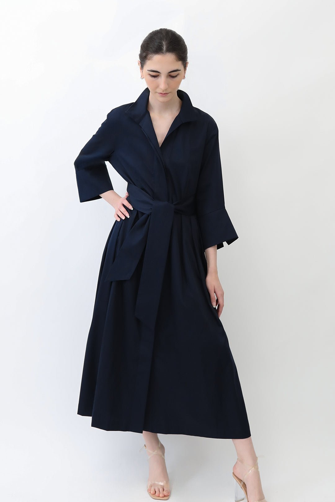 DUNE SLEEVE DRESS IN ITALIAN POPLIN COTTON - Jarbo