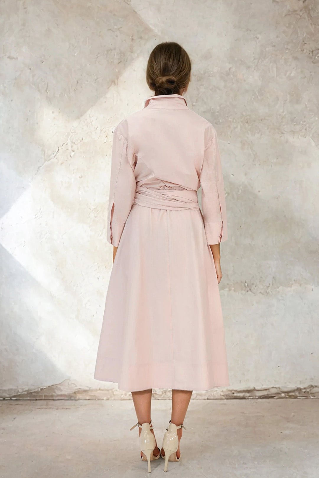 DUSK DRESS IN FINE ITALIAN POPLIN COTTON DUSTED PINK - Jarbo