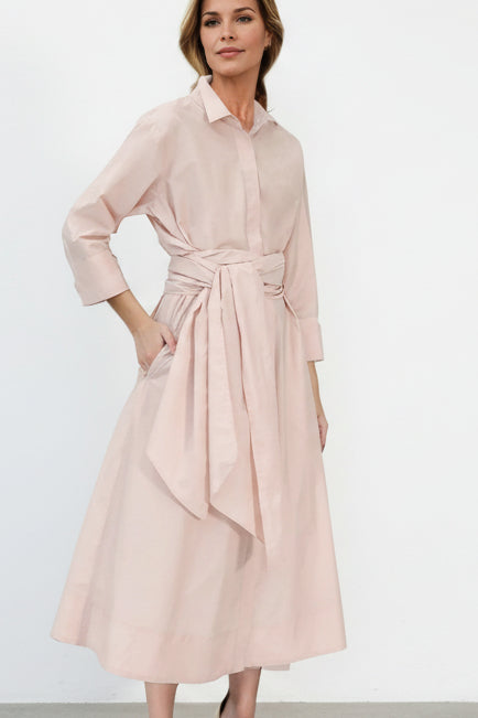DANNI TIED-BACK DRESS IN FINE ITALIAN POPLIN COTTON