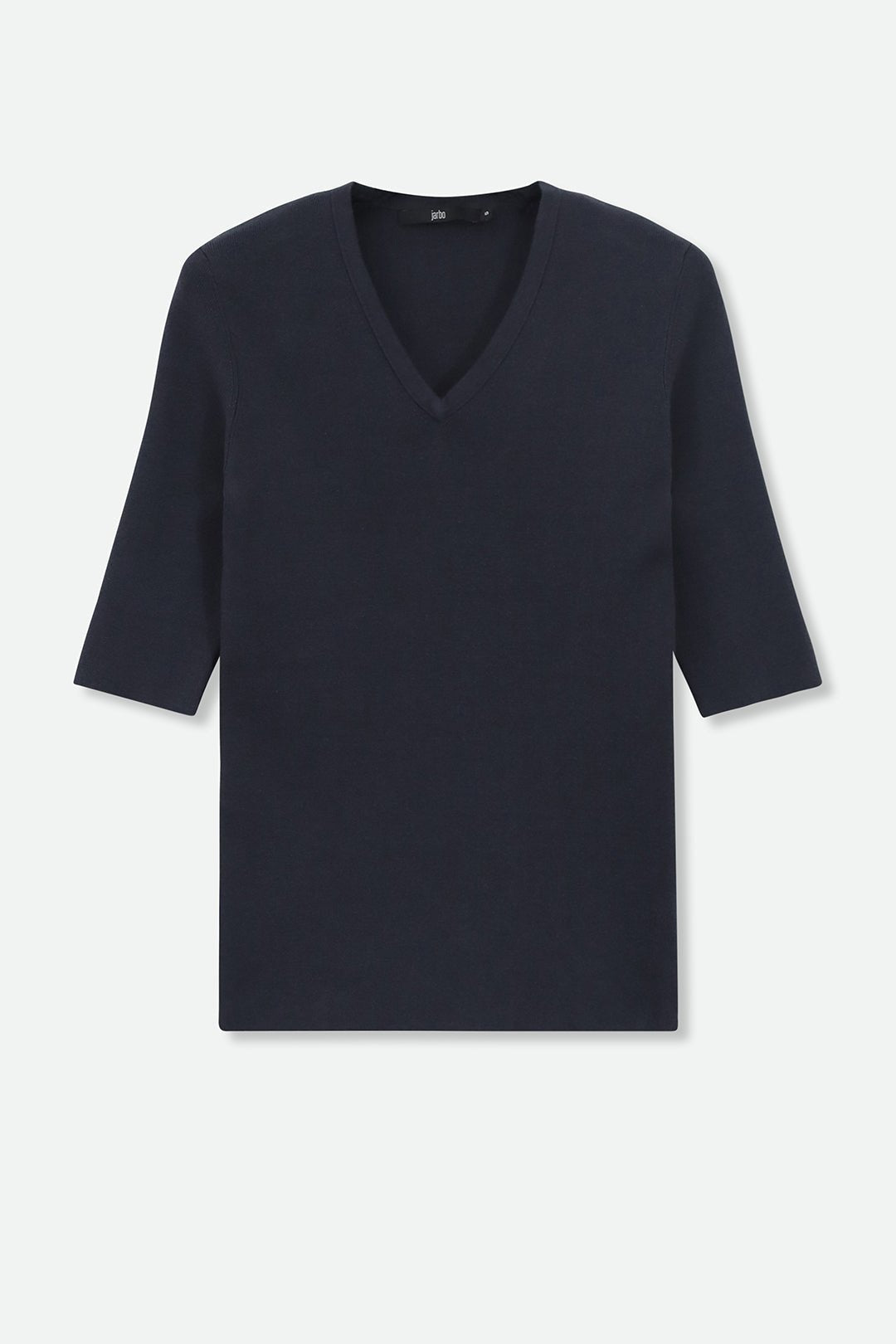 ELBOW SLEEVE V-NECK IN ITALIAN COTTON KNIT - Jarbo