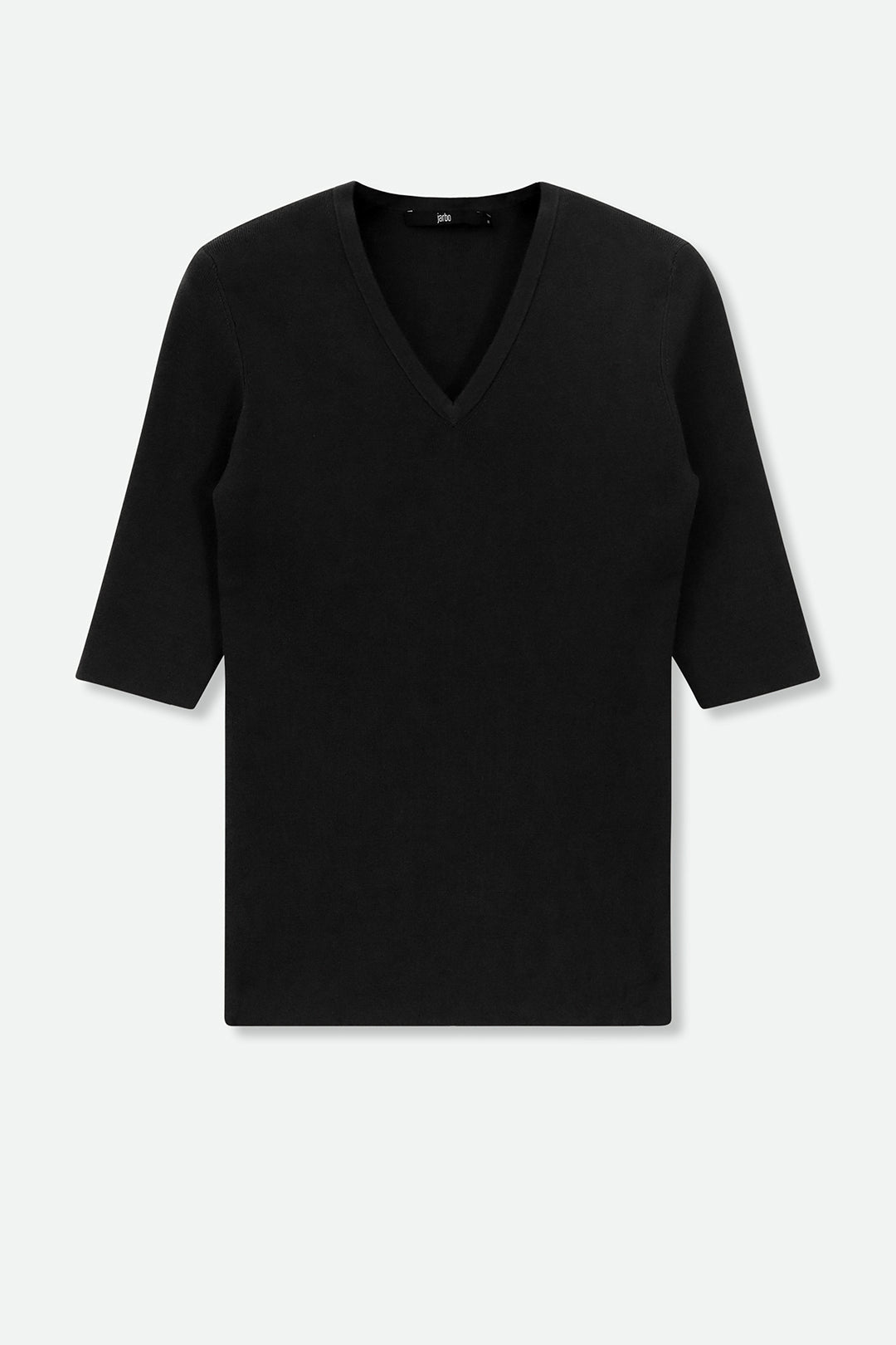 ELBOW SLEEVE V-NECK IN ITALIAN COTTON KNIT - Jarbo