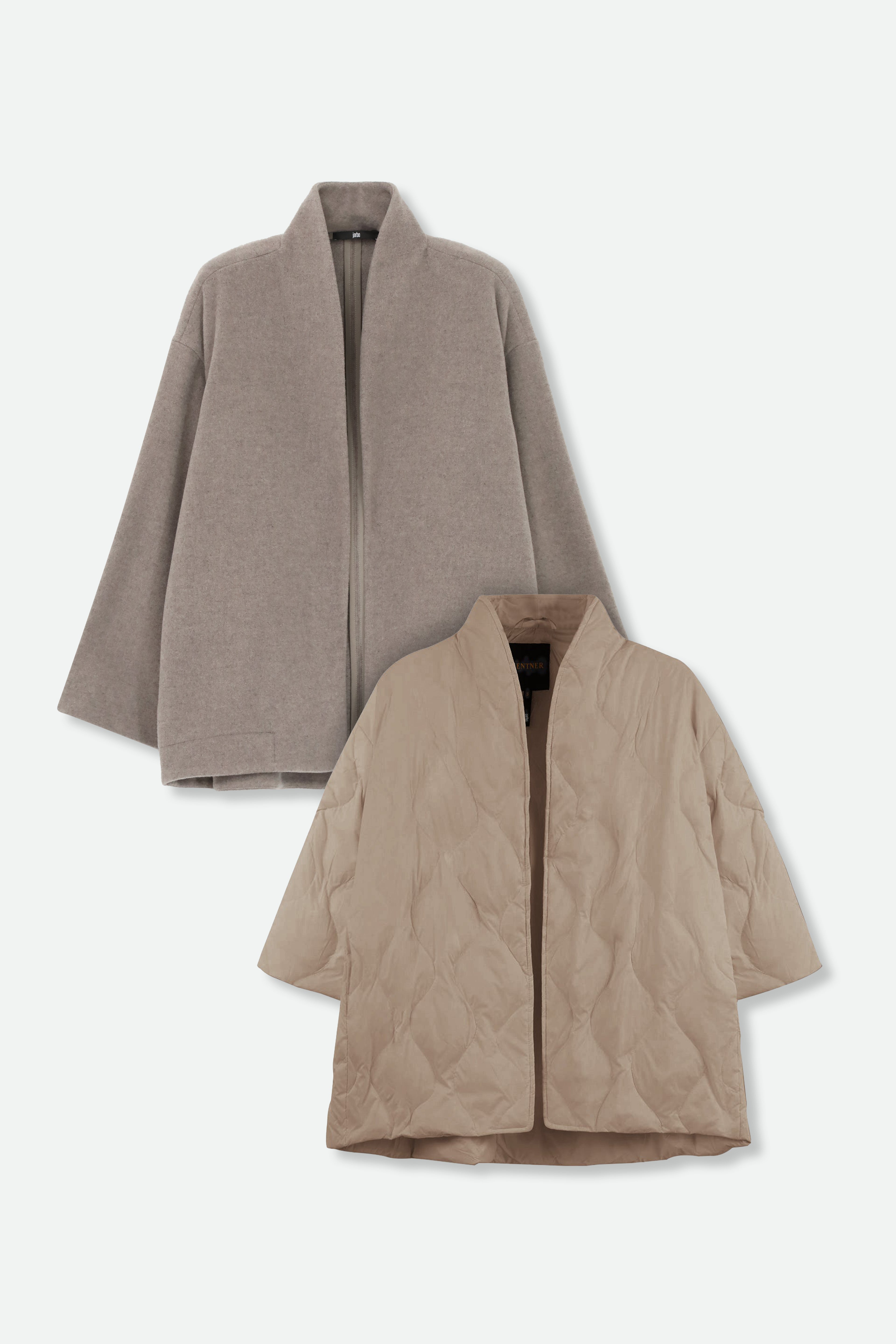 ELENA ITALIAN VIRGIN WOOL & GOOSE DOWN TWO PIECE COAT SET IN TAUPE - Jarbo