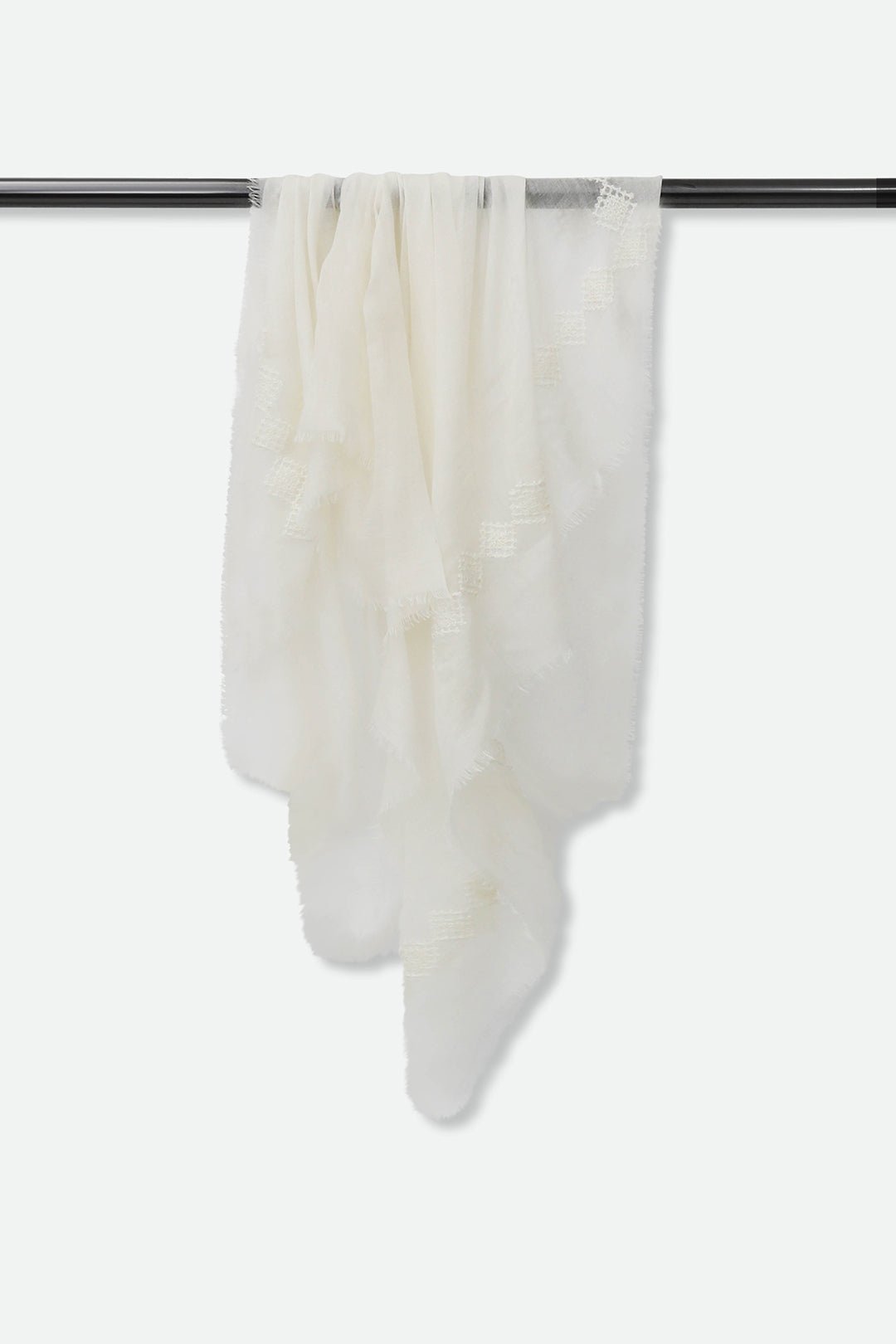 EMBROIDERED IVORY ITALIAN CASHMERE SCARF - Jarbo