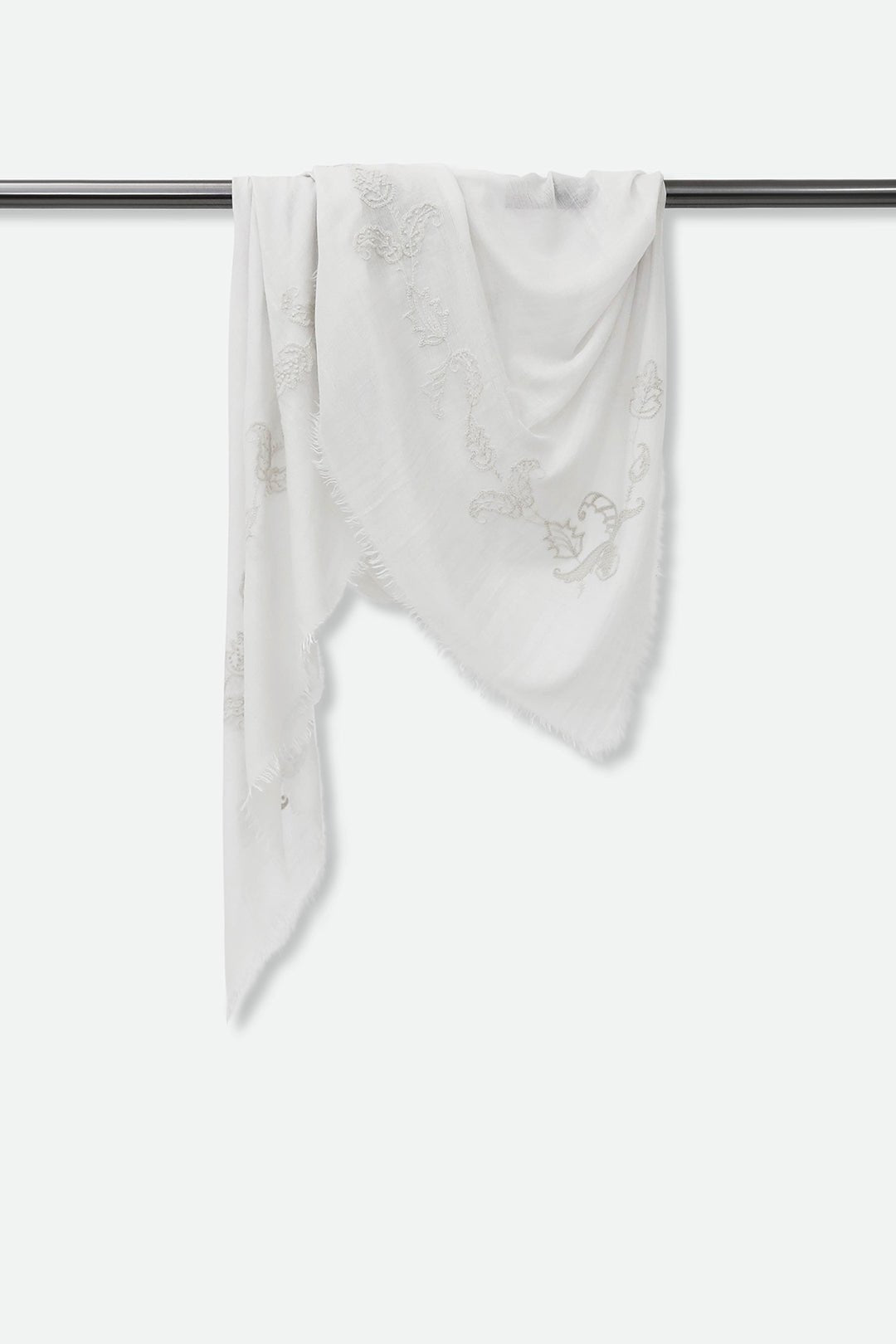 EMBROIDERED SILVER FROST ITALIAN CASHMERE SCARF - Jarbo