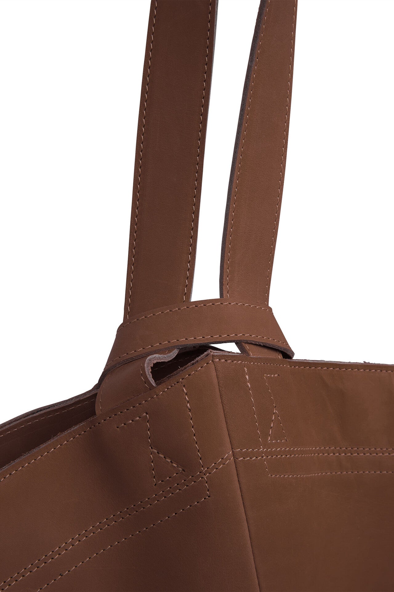 FILOMENA WIDE BUCKET HANDBAG IN ITALIAN LEATHER SADDLE BROWN - Jarbo