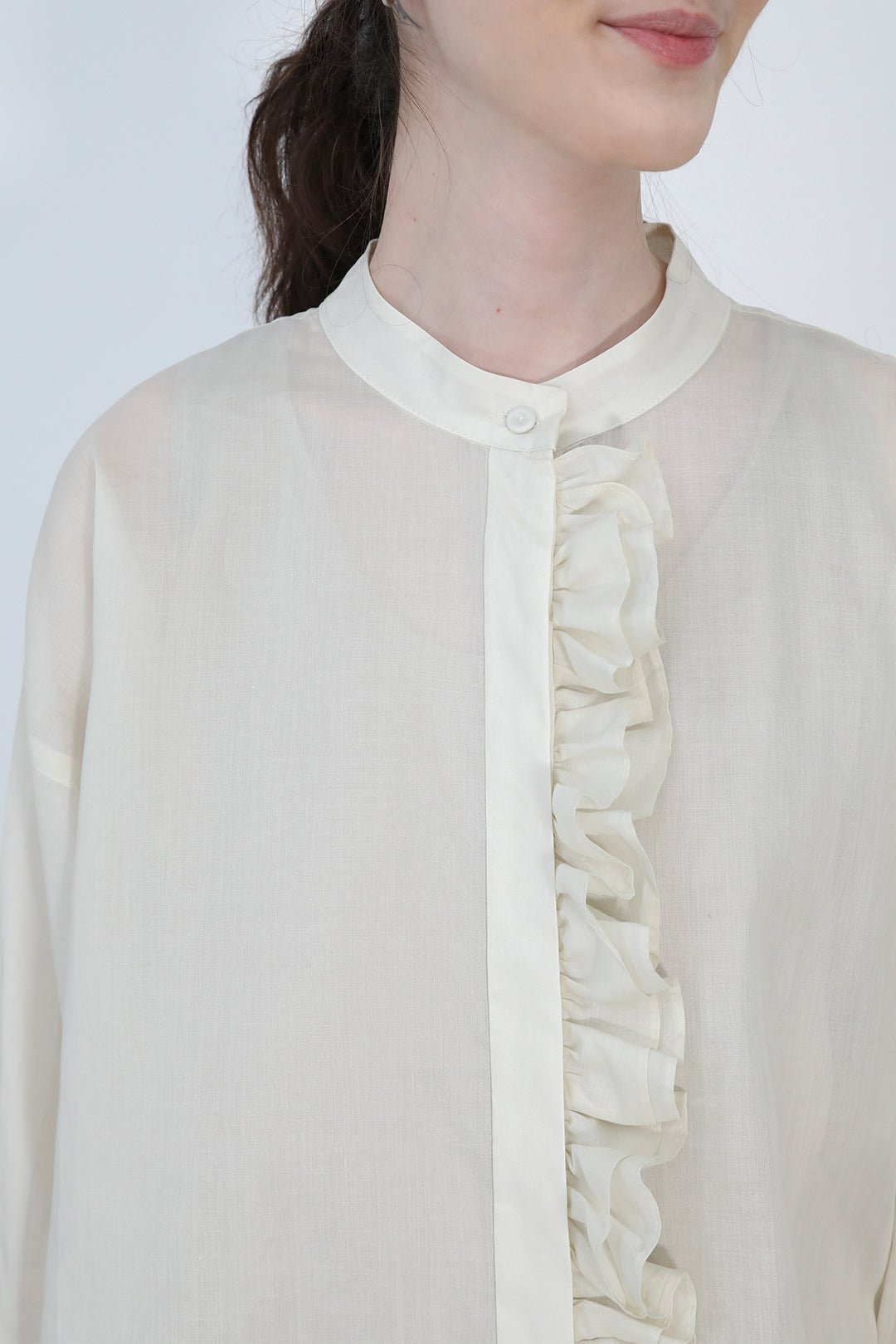 FLEUR RUFFLE SHIRT IN ITALIAN COTTON ORGANZA - Jarbo